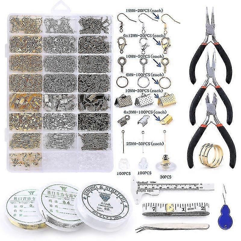 Conjunto de Pacotes de Acessórios para Fabricação de Joias DIY com Ferramentas