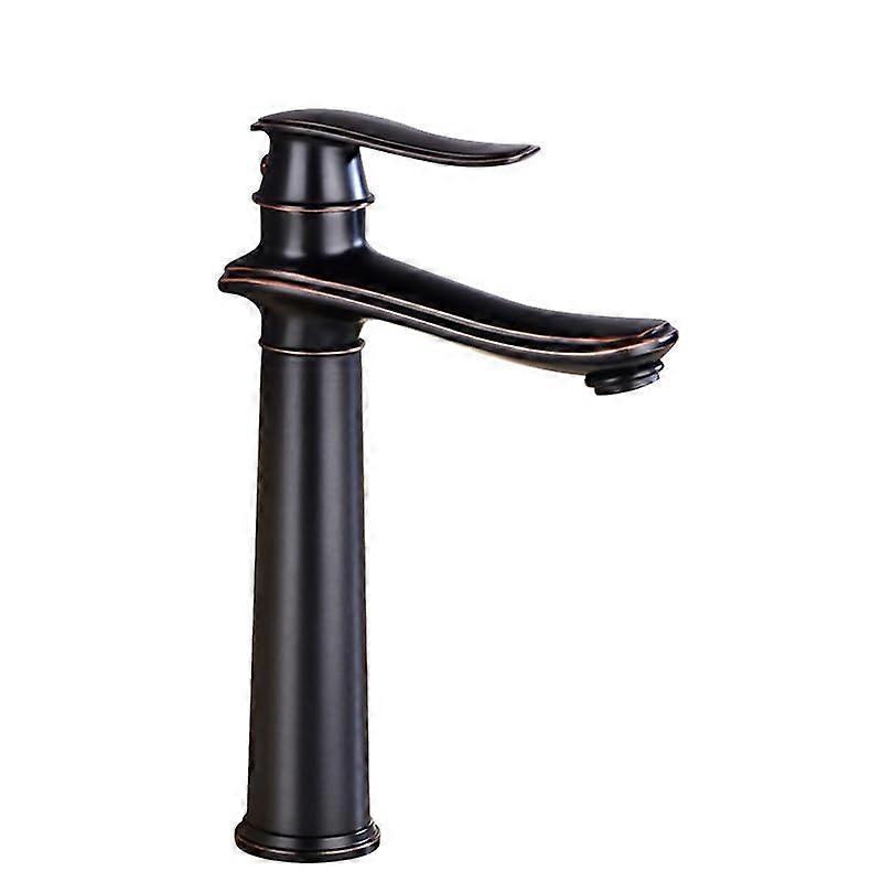 All Copper Antique Taps, Hot and Cold Countertop Sinks with Basin, Splash Proof Taps, Low Platinum Models Black Gugao A