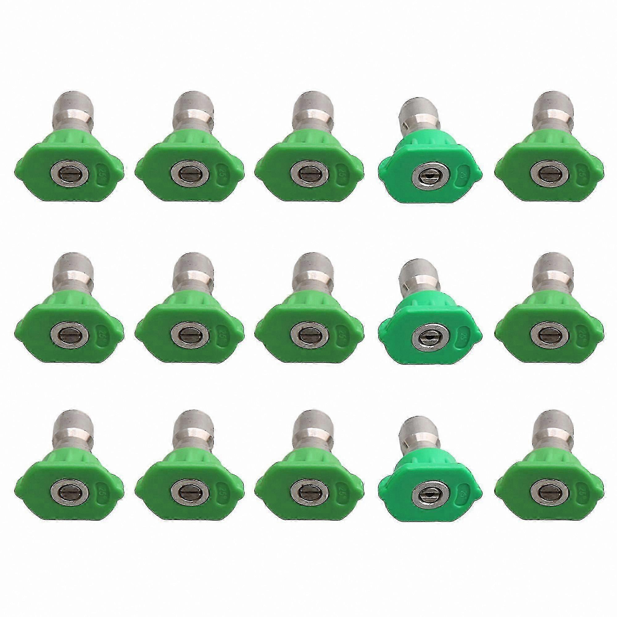 Stainless Steel Spray Nozzles with 25° Angle Green Tip Multiple Sizes 1.0mm to 2.0mm