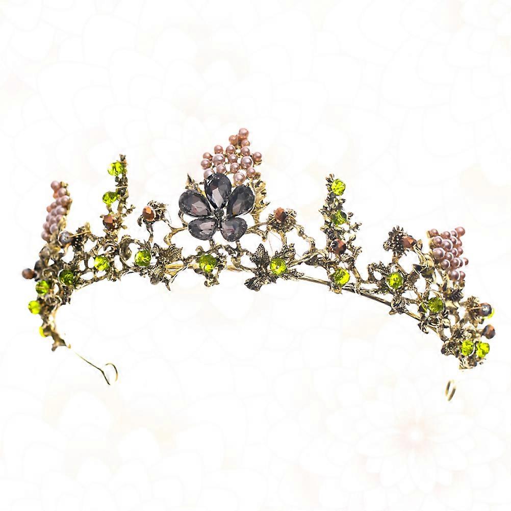 Green Rhinestone Crown Headband for Decor Chic Wedding and Party Accessories One Size Fits All
