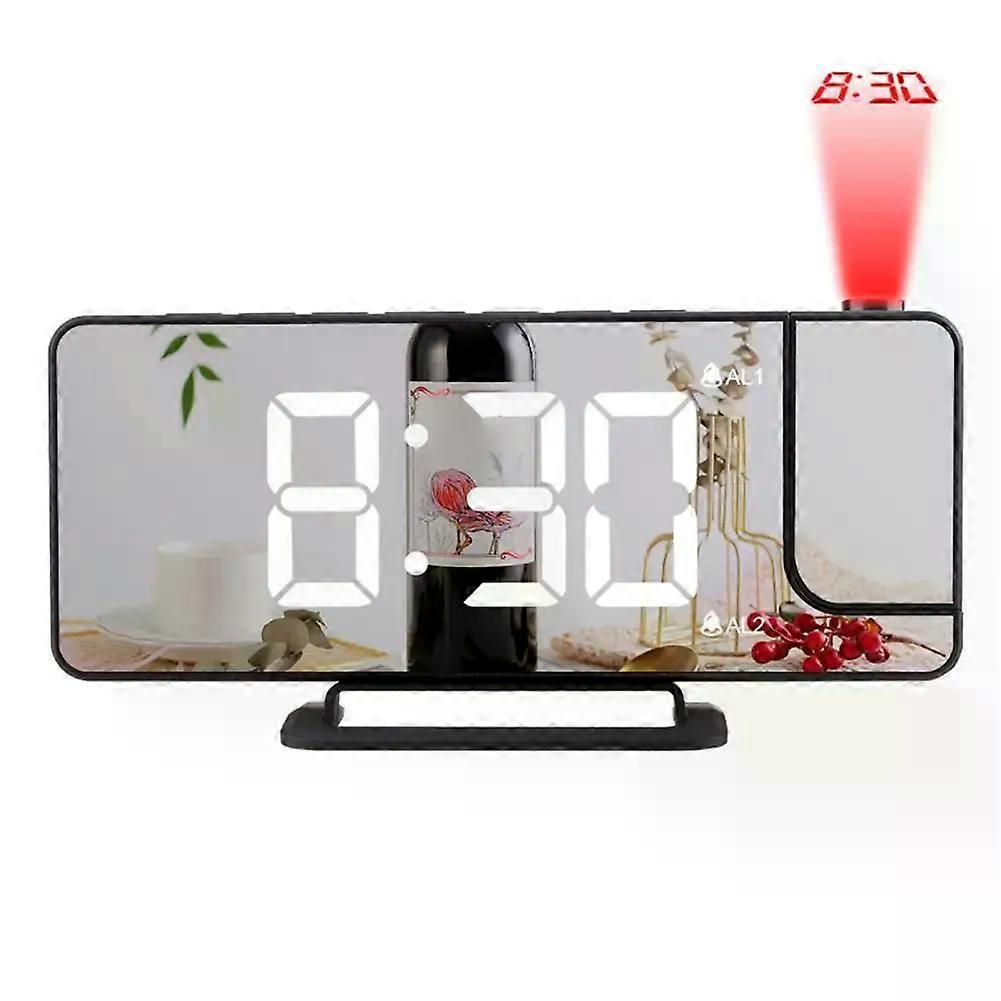 Digital LED Alarm Clock USB Charging Automatic Photosensitive Electronic Projector Clock Wake Up FM Radio with Snooze Function
