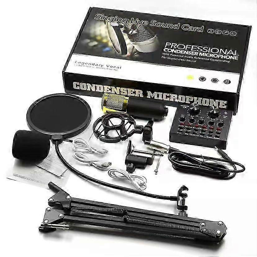 BM800 Mikrofon Mikrofon V8 Soundkarte Computer Aufnahmeständer Ausrüstung komplett 2025