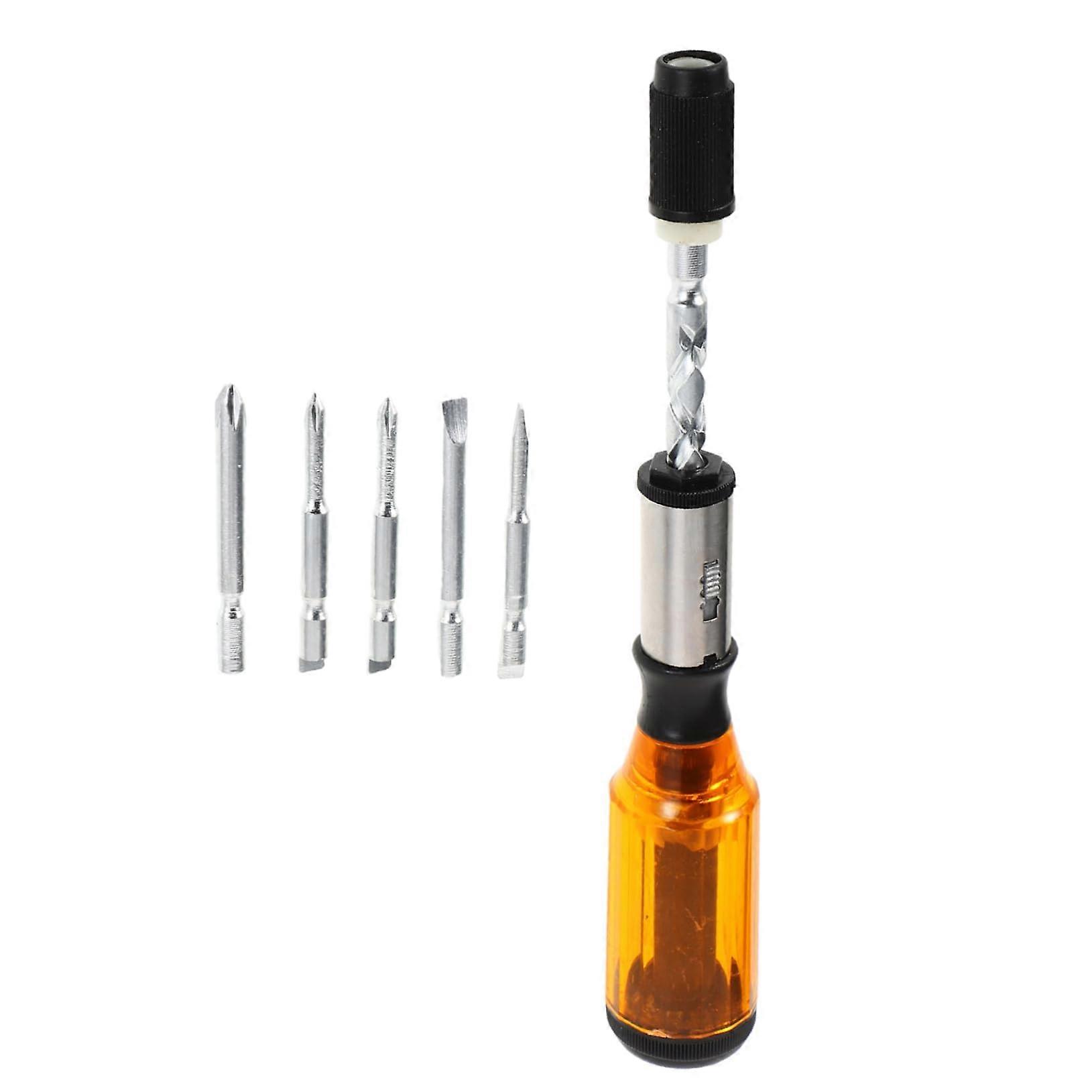 Spiral Hand Tool Screwdriver Push Pull Semi-Automatic Rotating Ratchet Tool for Spiral Screws Red