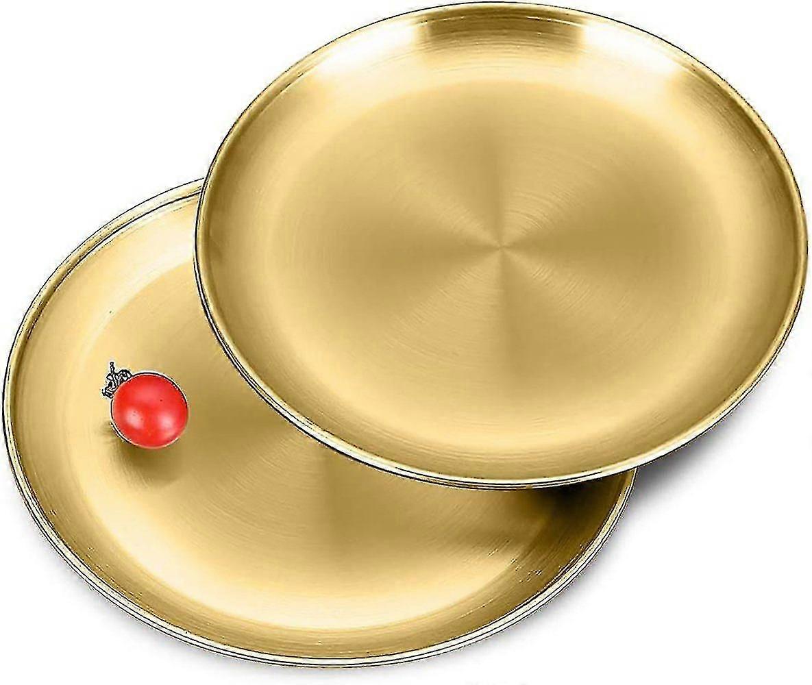 Stainless Steel Round Tableware - Versatile for Meat, Barbecue, and Cake