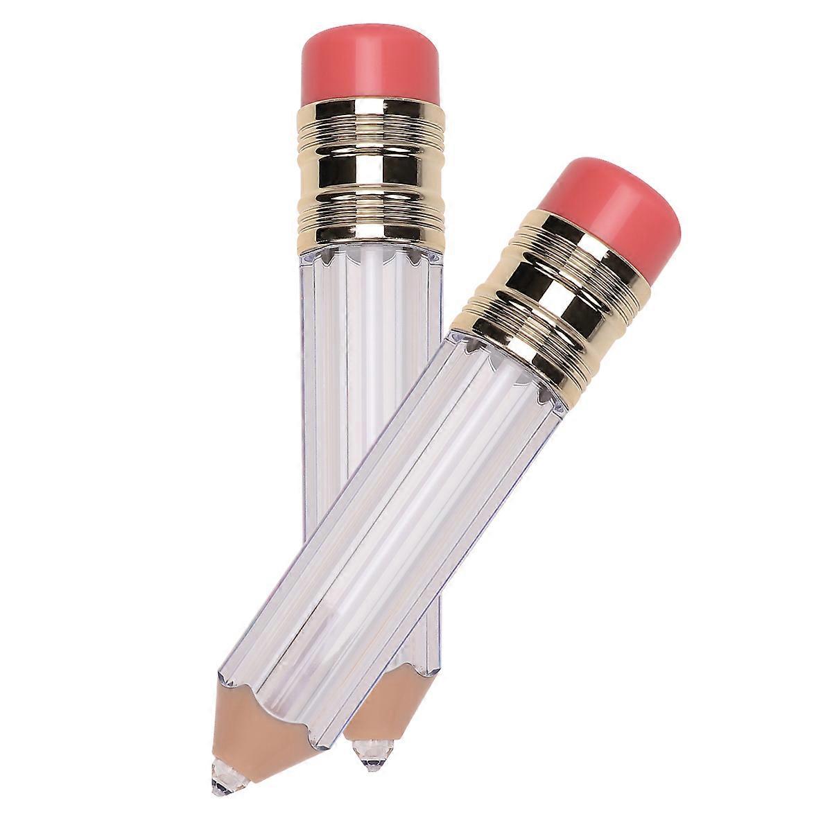 Transparent Refillable Lip Gloss Tubes 3pcs Pencil Shaped Containers for DIY Makeup, Travel & Home Use