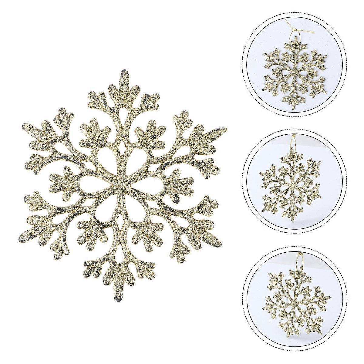 Snowflake Tree Decorations 12Pcs Hanging Snowflake Ornament 10X10Cm Shining Powder Creative Decoration For Families And Friends