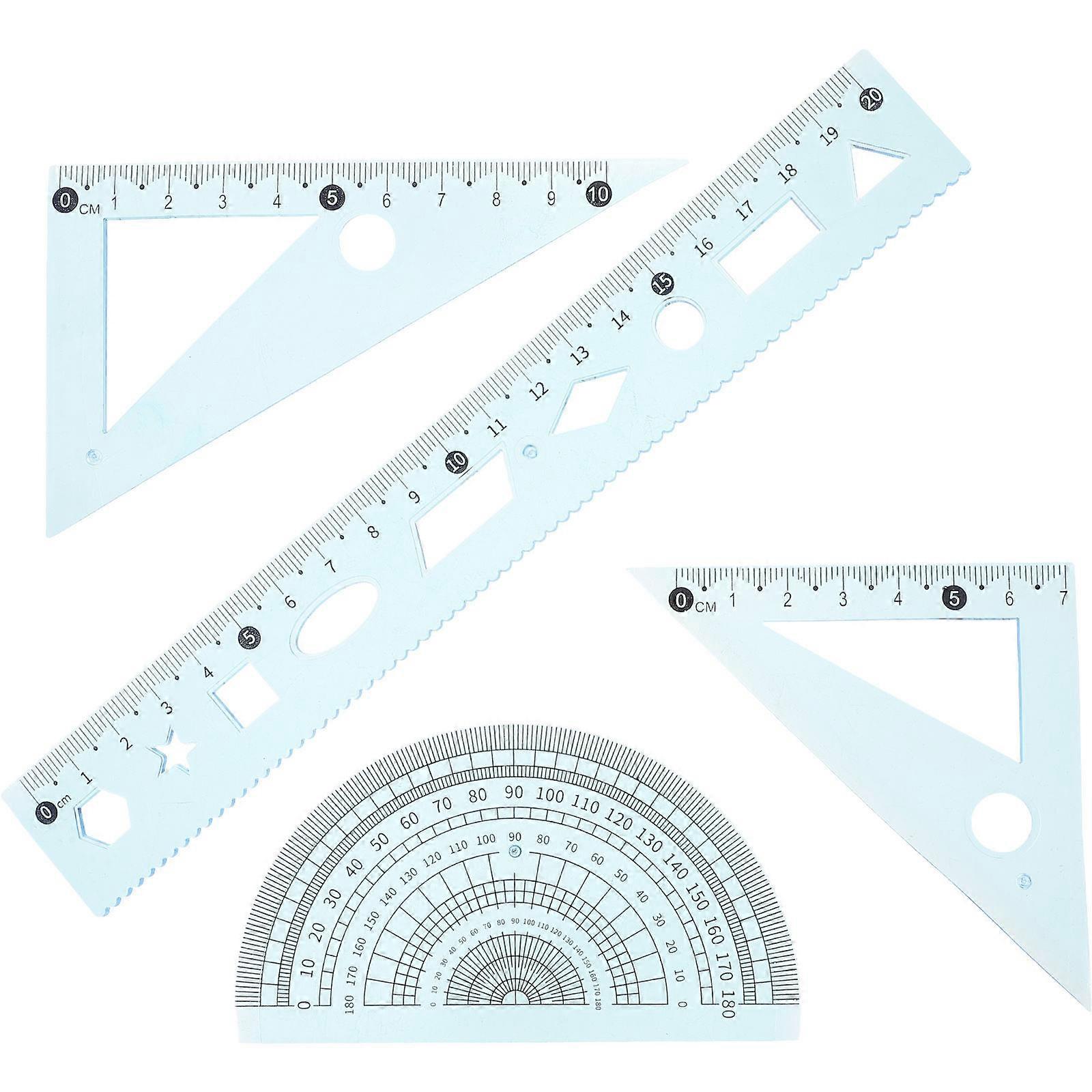 3 Sets Geometry Drawing Tools Ruler for School Protractor