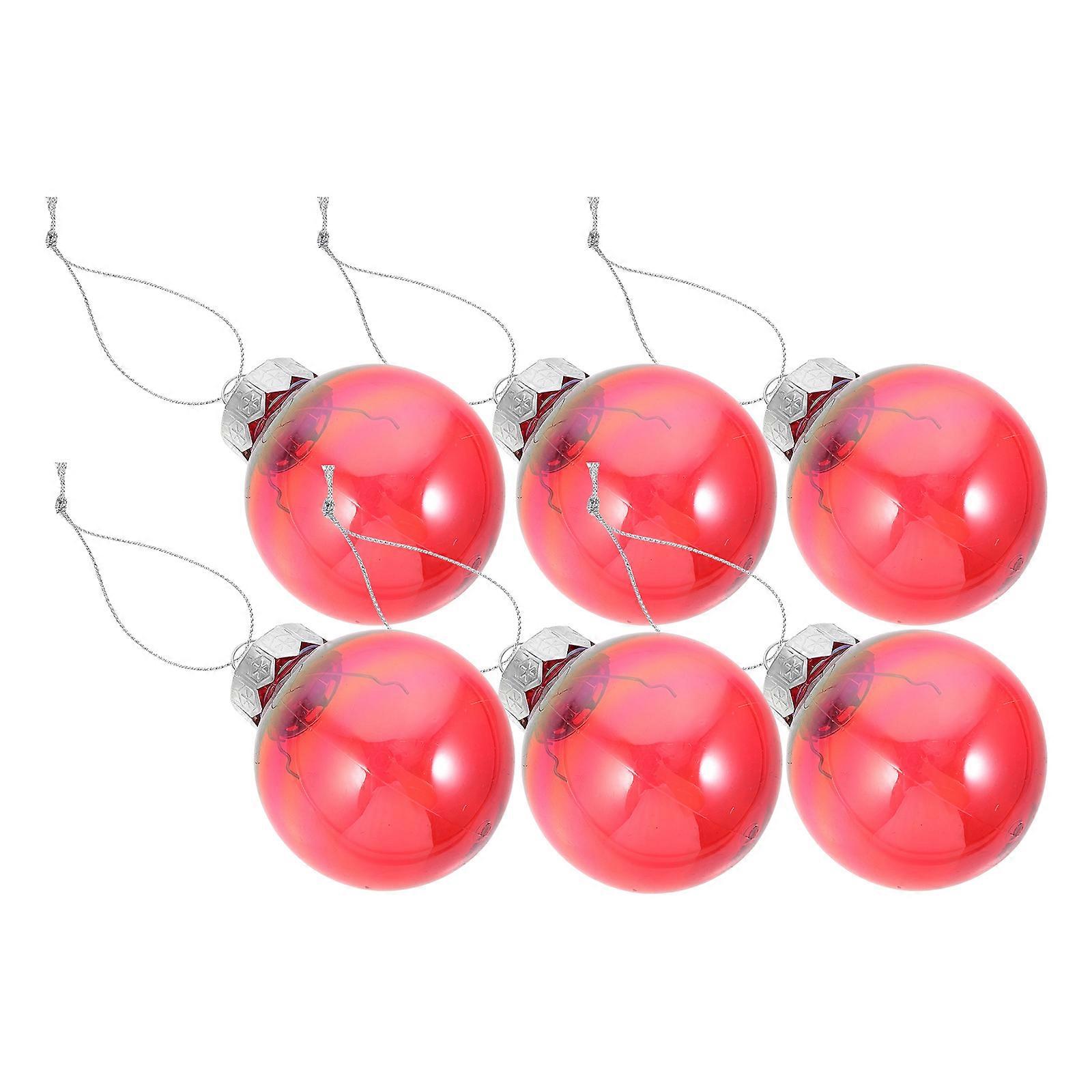 Shatterproof Christmas Ball Ornaments for Decoration Red Plastic Balls with Sturdy Hanging Loop 6 Pieces