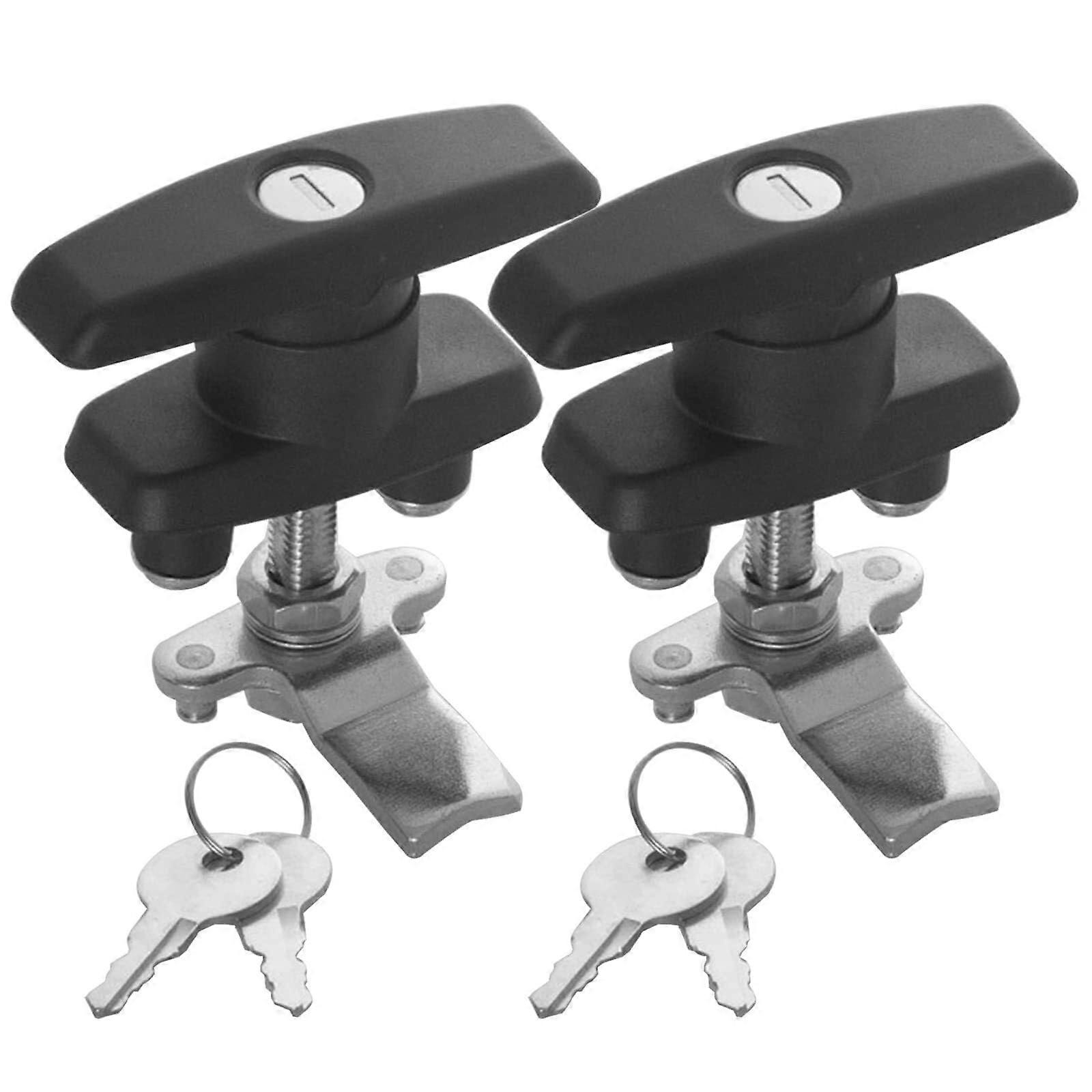 RV Lock Set With T Handle, 2-Piece Cabinet Lock, Zinc Alloy Construction, 4 Keys
