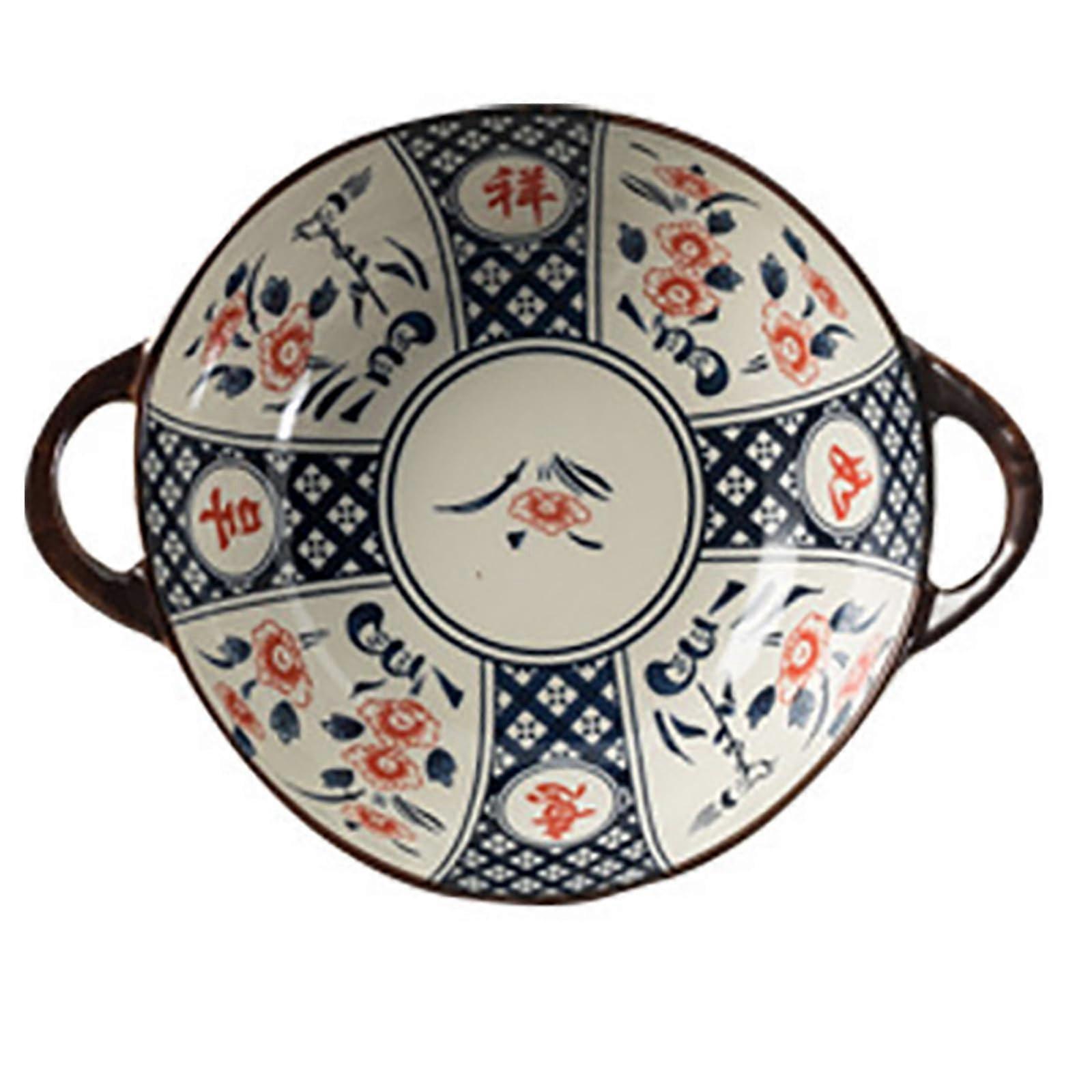 7.5 Inch Colourful Ceramic Dining Bowls, Soup Bowls with Double Handle, Microwave Safe