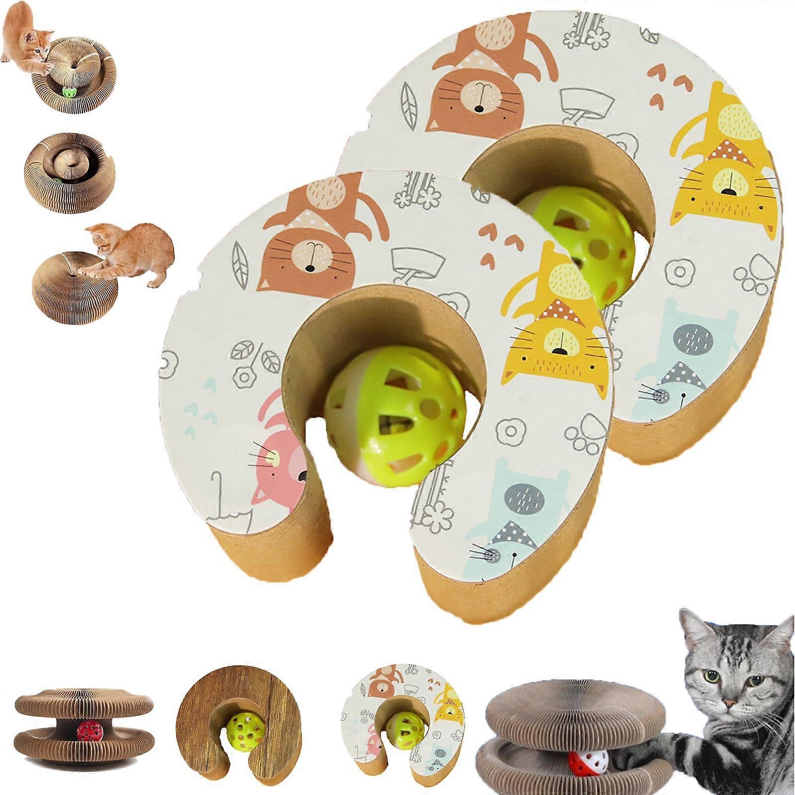 Scratching Cocoon, Portable Cat Scratch Board, Foldable Toy with Ball (STIE2 2PCS)