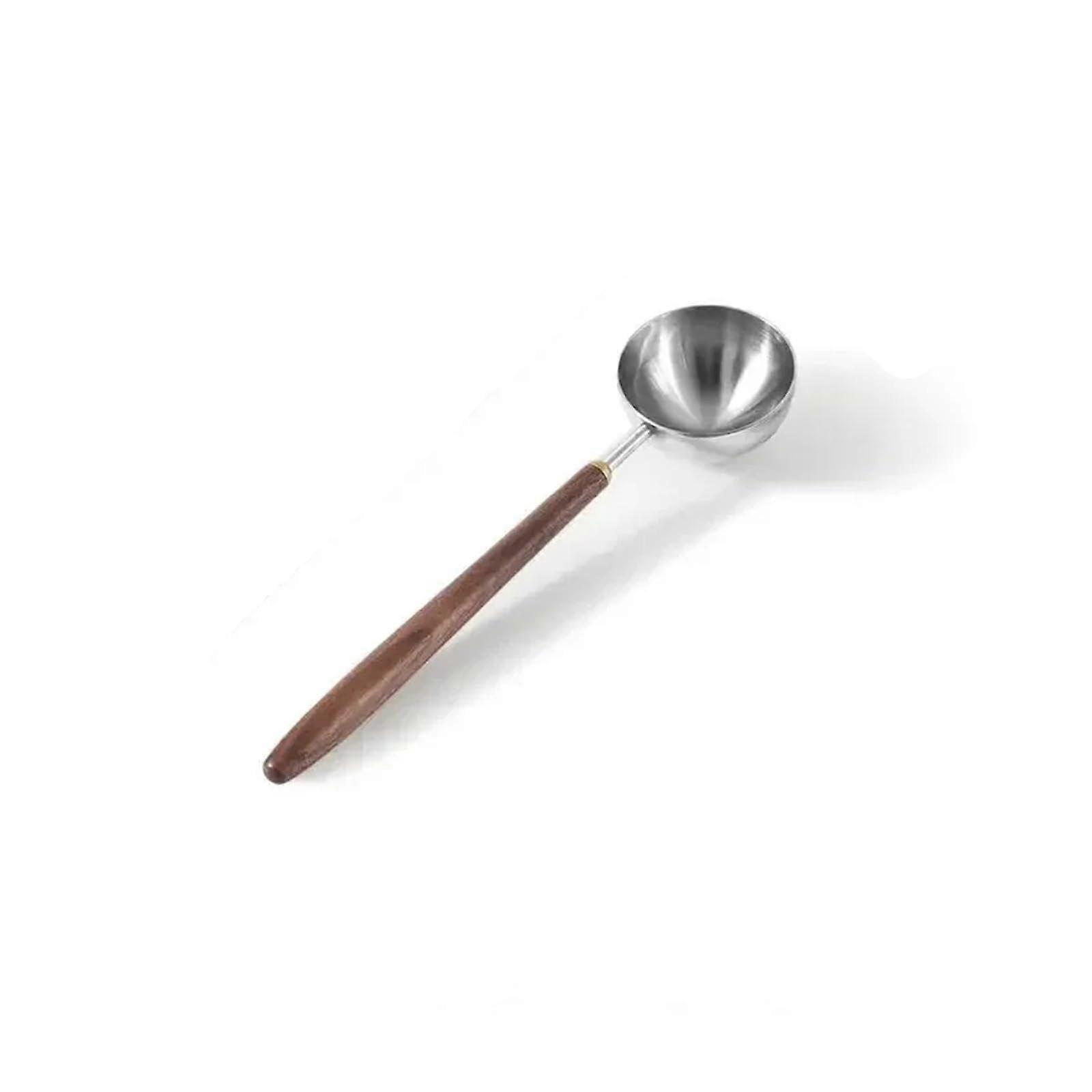 Stainless Steel Coffee Beans Measuring Spoon with Wooden Handle, 8ml Tablespoon Scoop for Home Use, Walnut Wood Long Handle