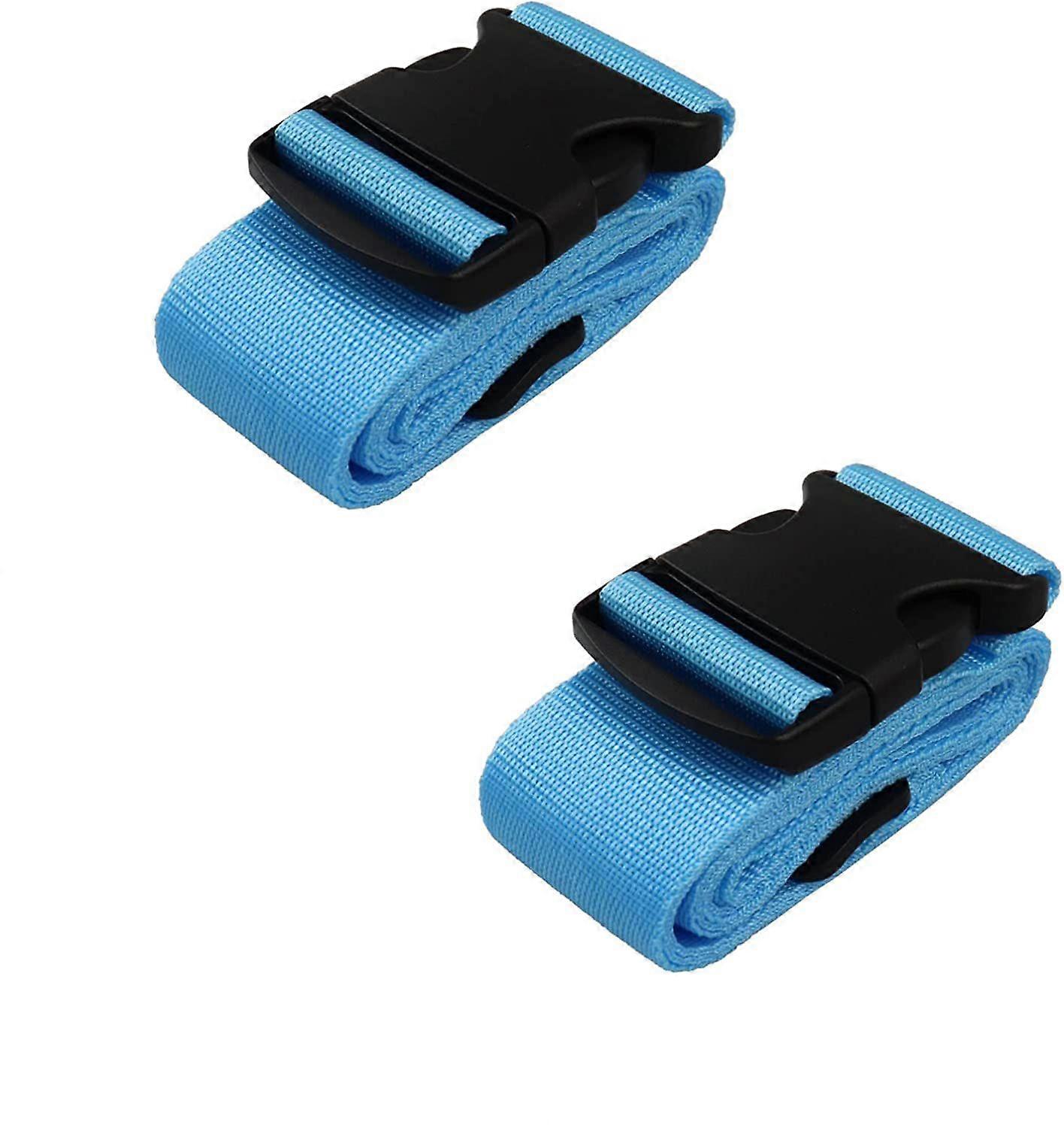 2-Pack Blue Luggage Straps - Quick Release Travel Belts