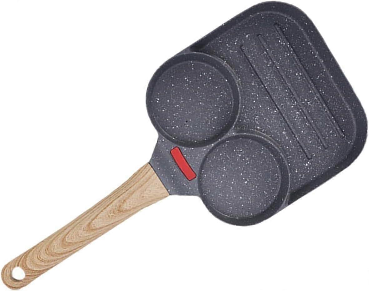3-In-1 Divided Frying Pan Nonstick Breakfast Pan For Gas And Induction 35x18cm Egg And Steak Pan