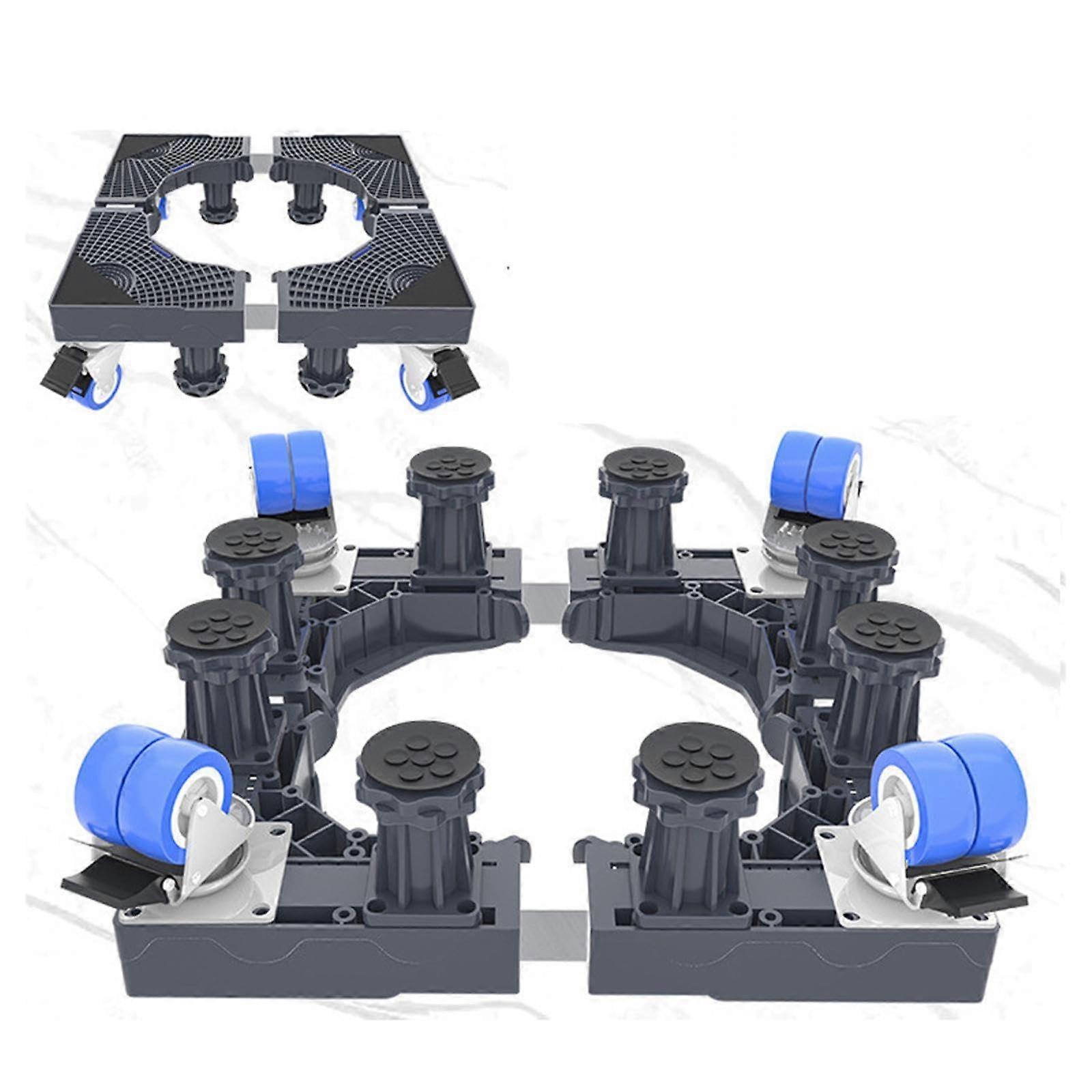 Adjustable Dryer Support Washing Machine Stand with Damping Base, 8 Legs 4 Rollers
