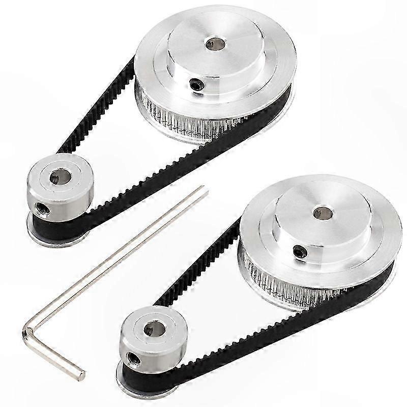 Aluminum Timing Pulley Kit, 20 & 60 Teeth GT2 Pulleys with 5mm Bore and 200mm Length 6mm Width Belt for CNC Machines