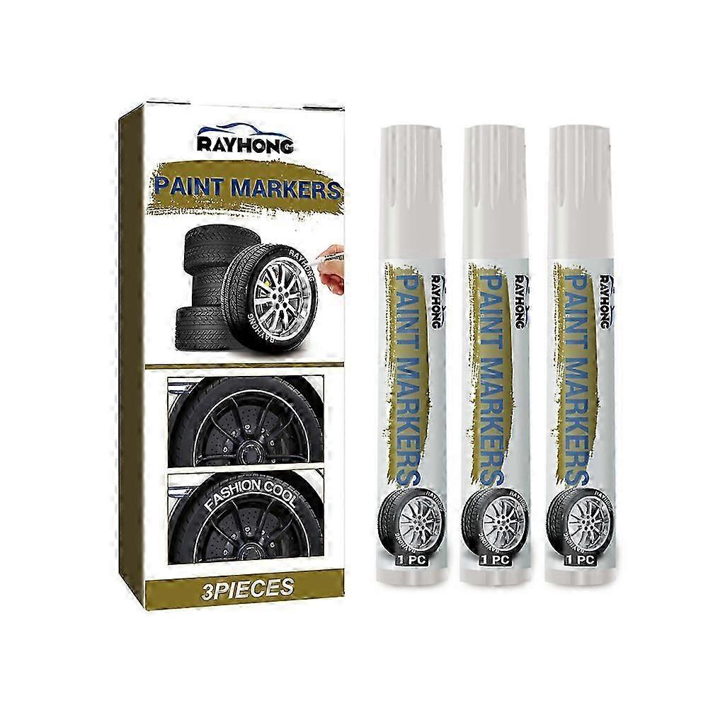 3 Stück weißer Reifenstift Farbmarker Bleistift Autolack Farbe Felgenlack Marker Auto Gummi Lack Marker