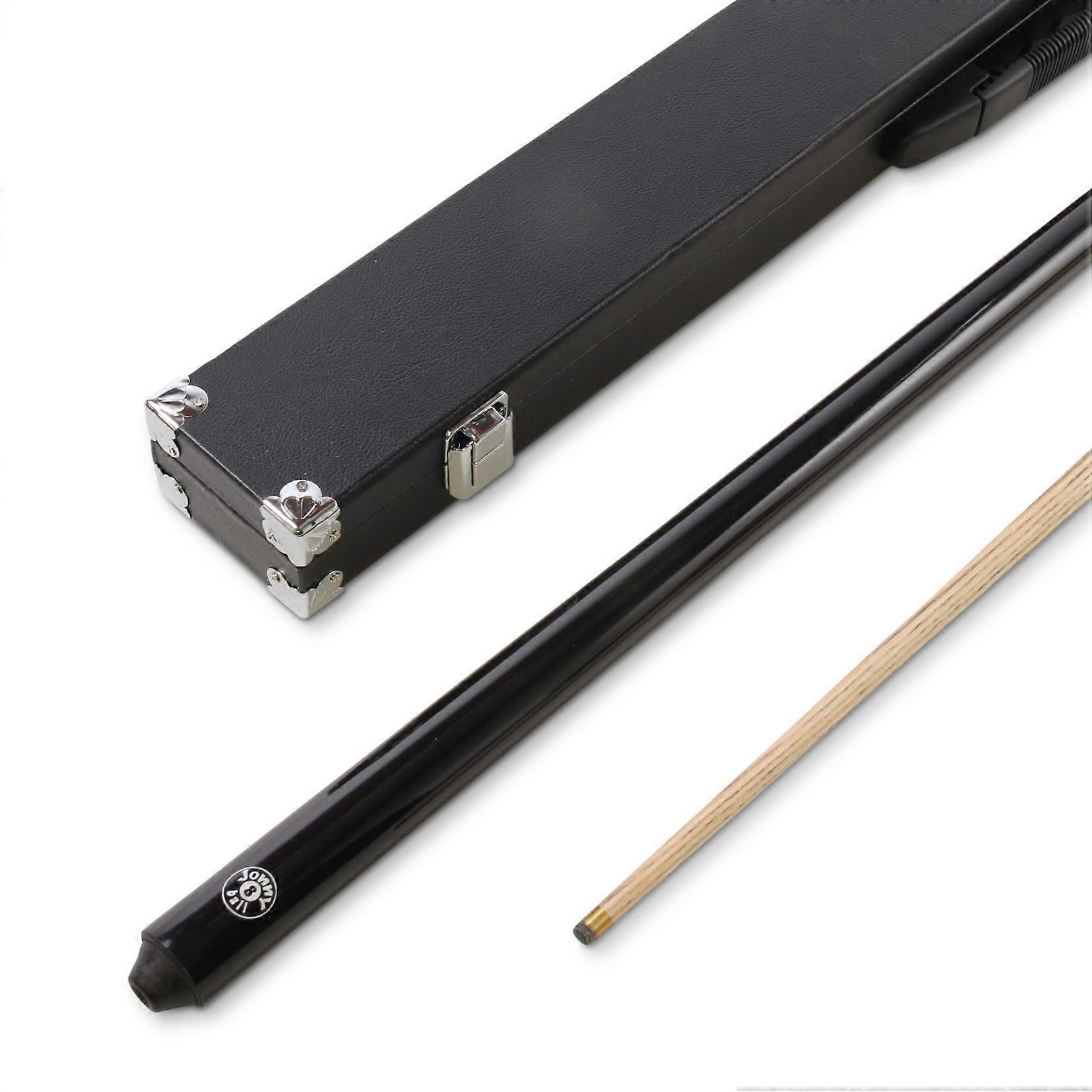BLACK JET PRO PRECISION 57 Inch 8mm Tip English Pool Cue with Matching Ash Grain BLACK REINFORCED Hard Case