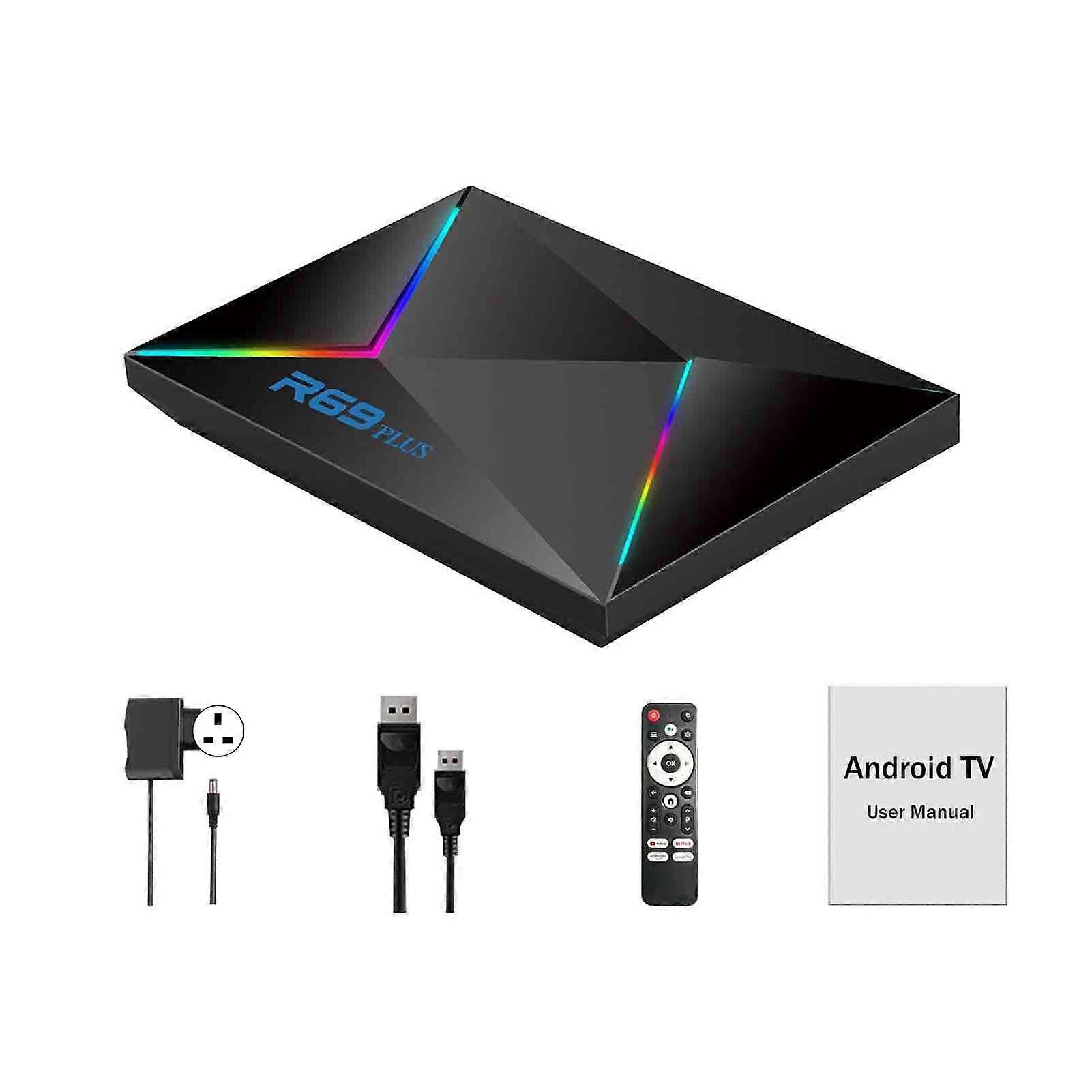 R69 Android 14 TV-boks H728 Quadcore 64-bit Smart TV-boks Dobbel Wi-Fi 2.4G / 5.8G / LAN 1000M Streaming Media Player Støtter BT5.0 USB 3.0