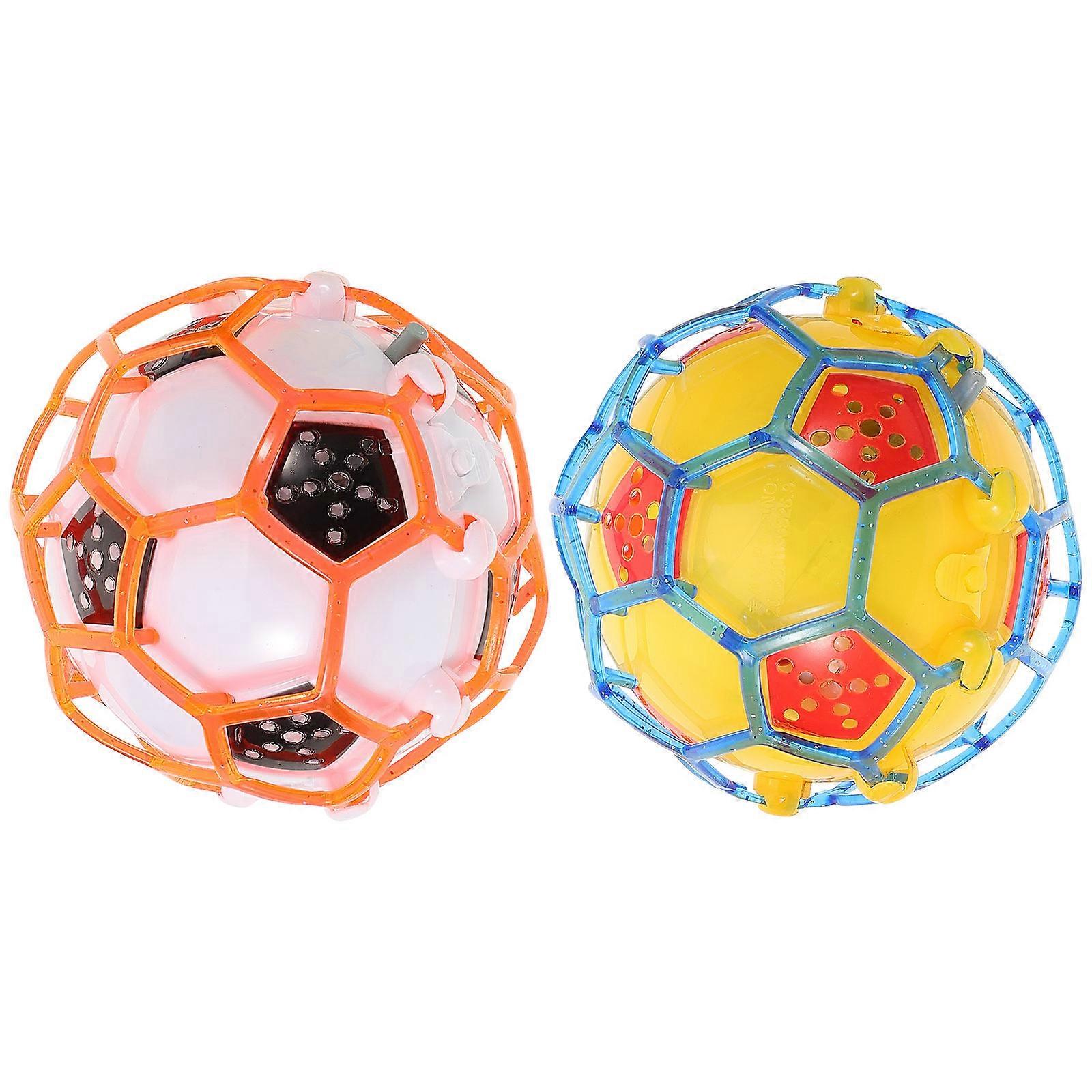 Flashing Jumping Ball Electric Luminous Football Toy for Children Kids Indoor Play Assorted Color Plastic 2Pcs