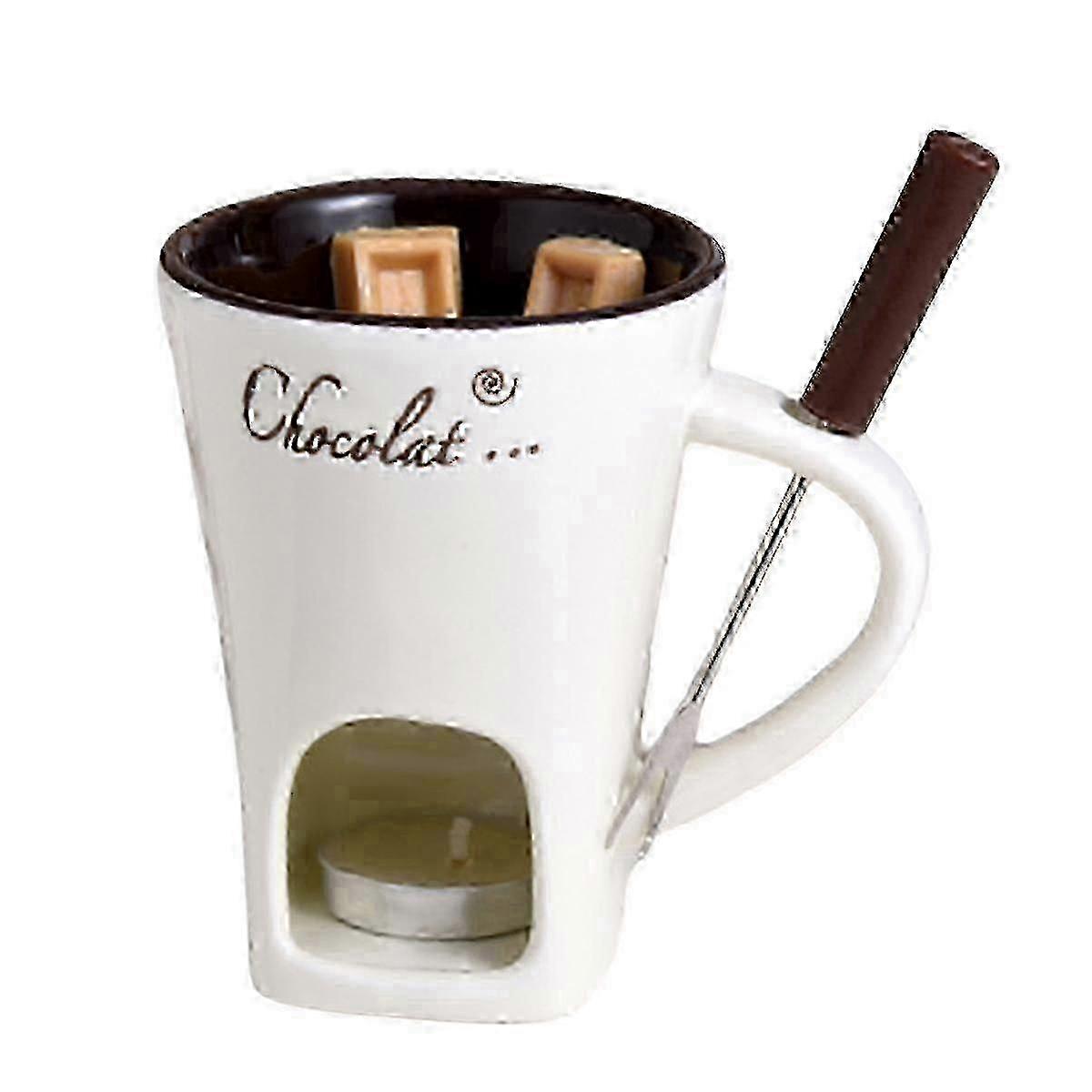 Conjunto de Canecas de Fondue de Queijo e Chocolate Branco com Castiçal para Sobremesa em Casa & Lanches de Festa