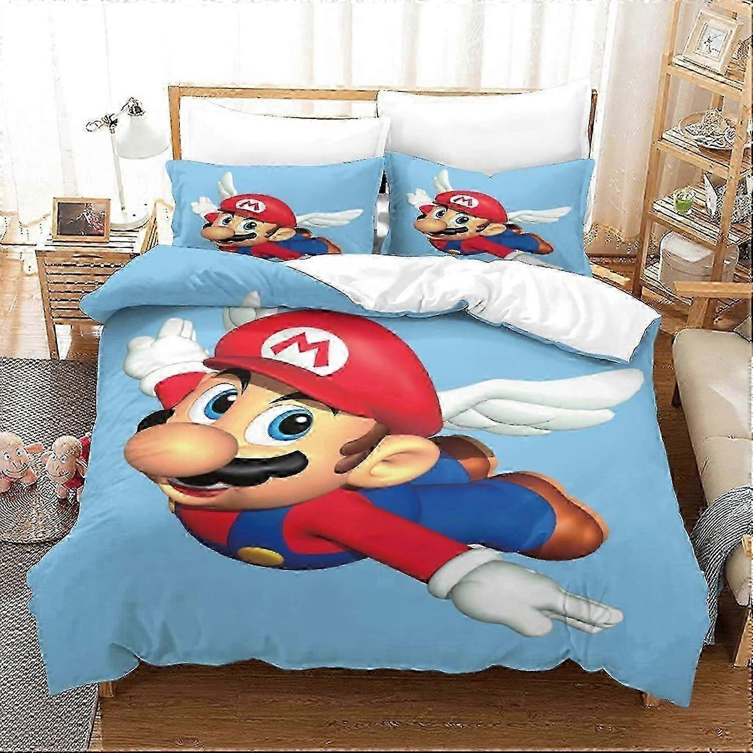 Super Mario Duvet Cover with Pillowcases Game Characters Printing B...