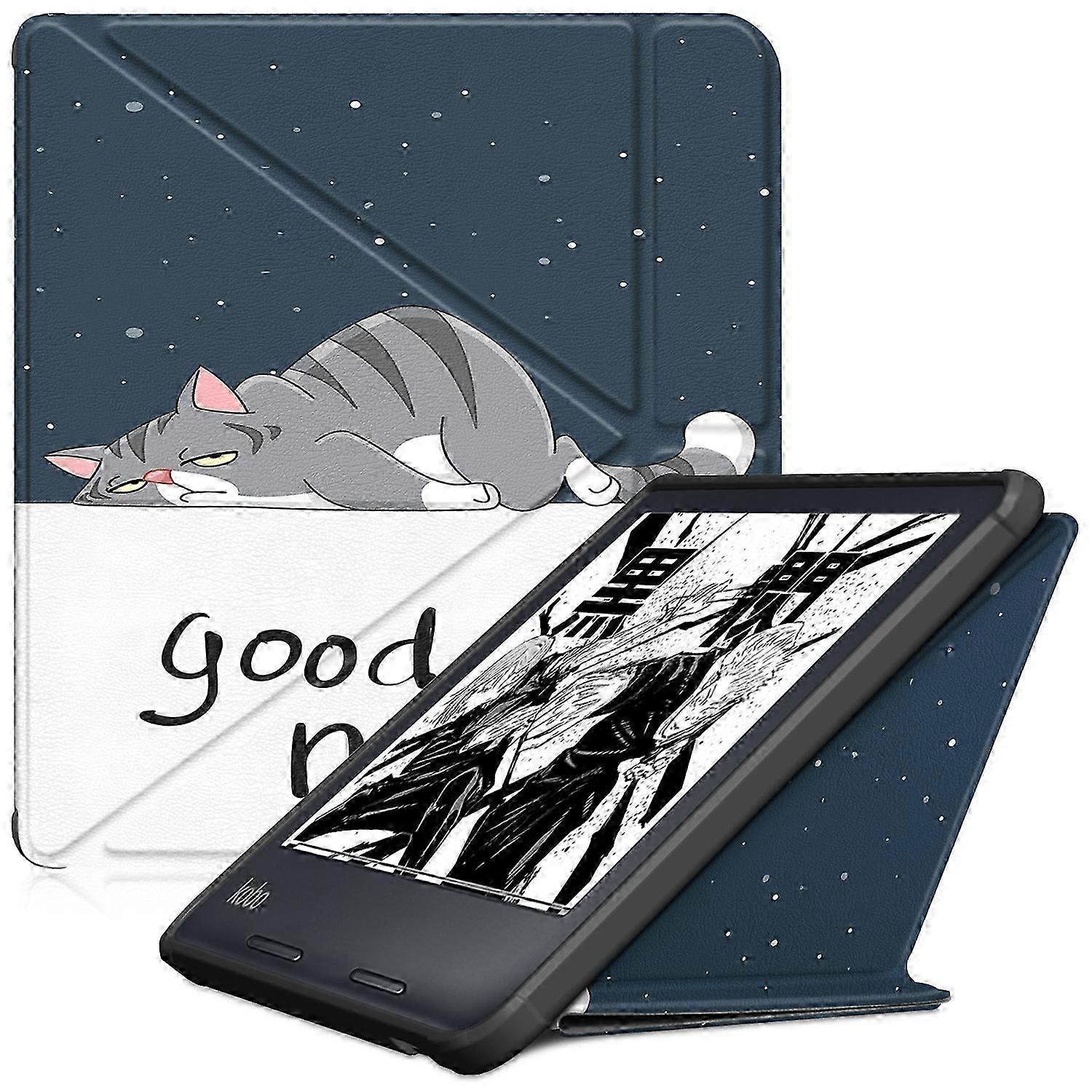 For Kobo Libra Colour/ Libra 2 Case Origami Stand PU Leather Pattern E-Reader Protective Cover