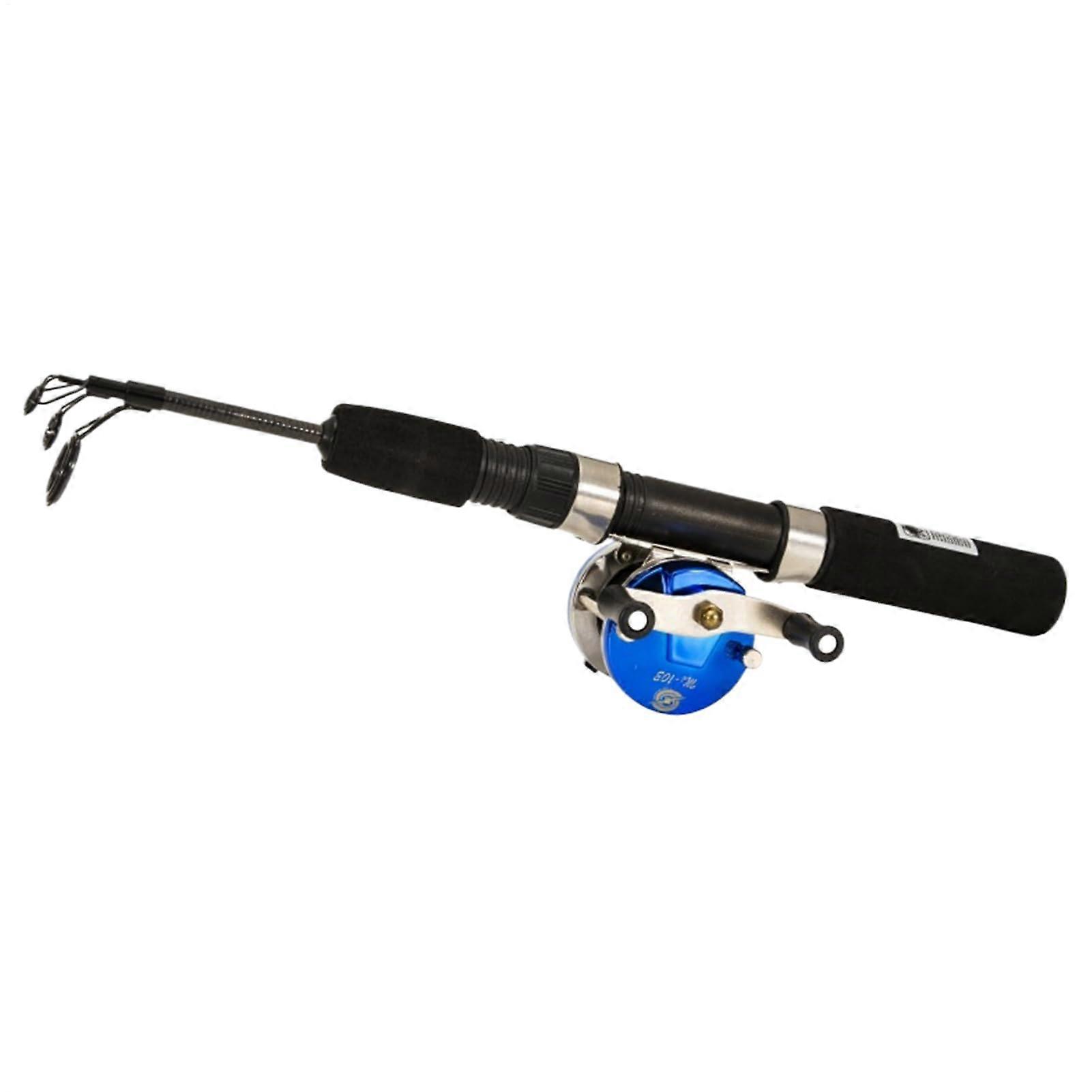 Telescopic Fishing Pole Model 67, Black, Lightweight Retractable Pole With Reel, EVA Handle, River Lake Fishing