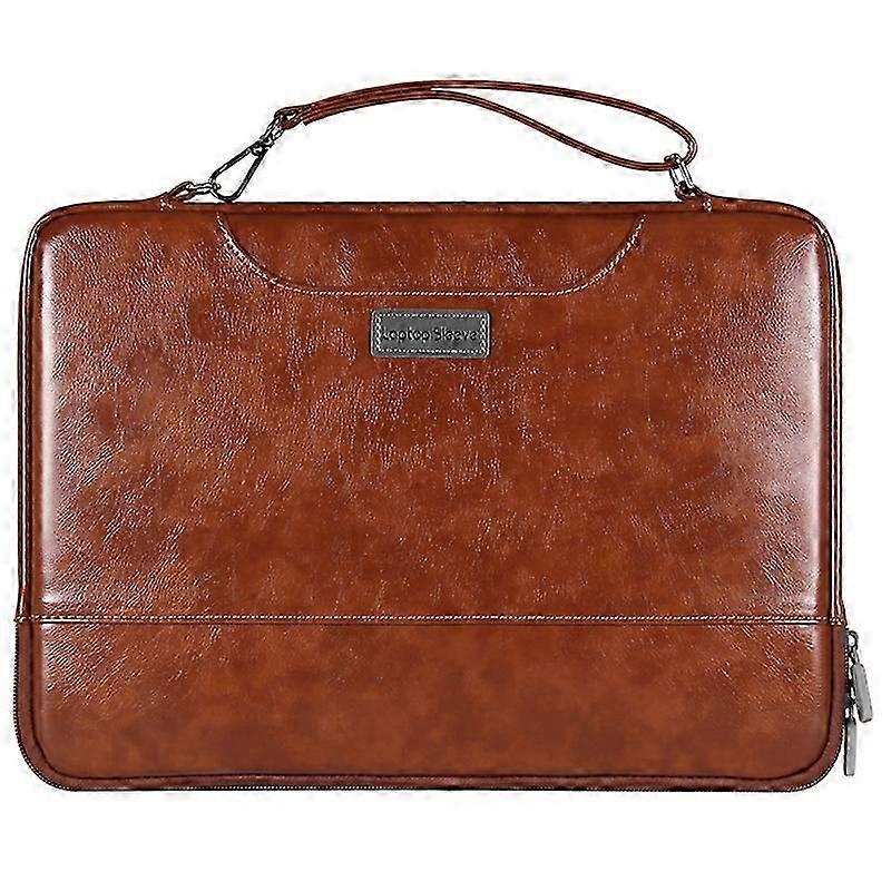 Capa para laptop de couro PU para notebooks de 13-14 polegadas Bolsa de armazenamento portátil Brownz