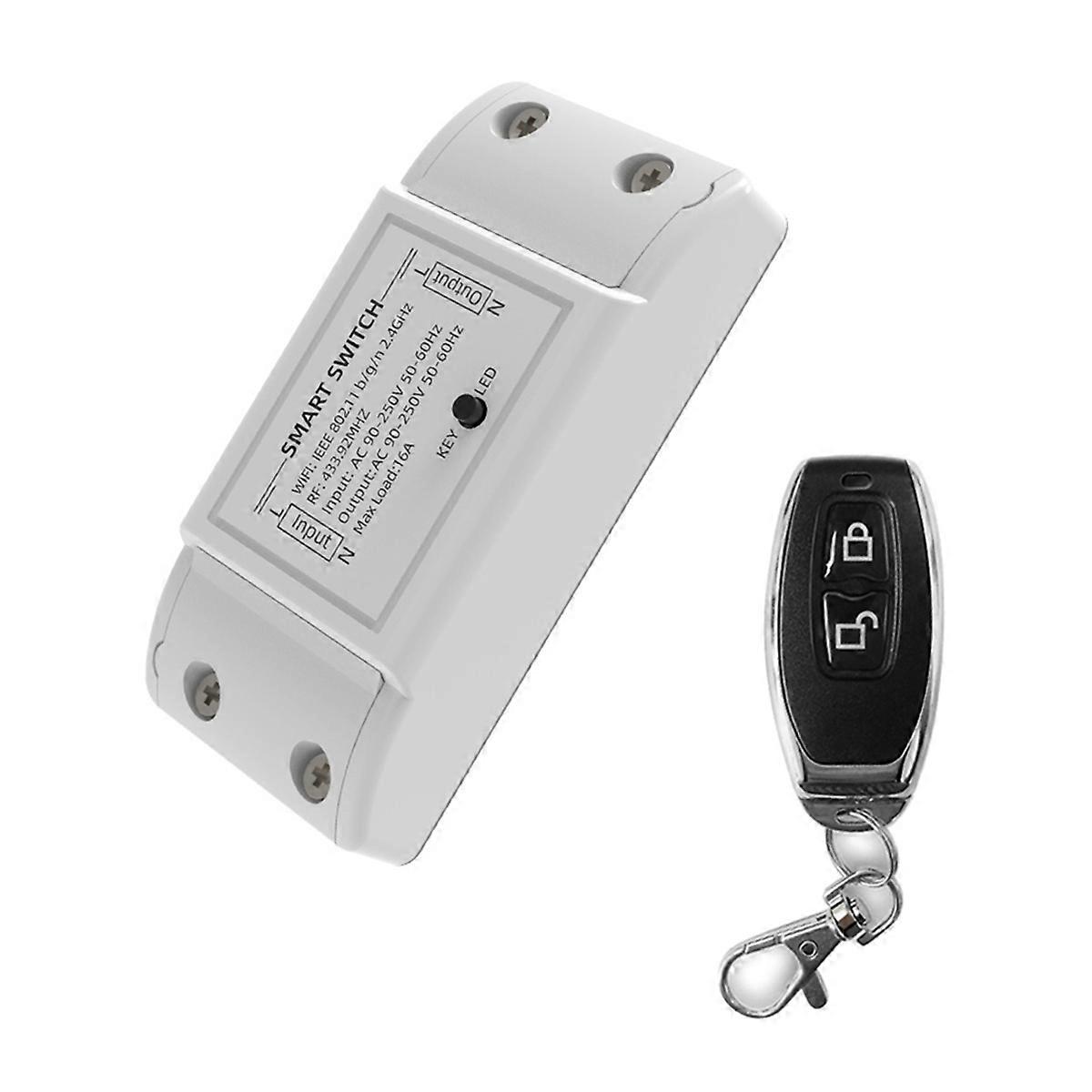 WiFi+433MHz Switch Smart Home Automation Relay Module with 433MHz Remote Controller Supports APP Voice Control White