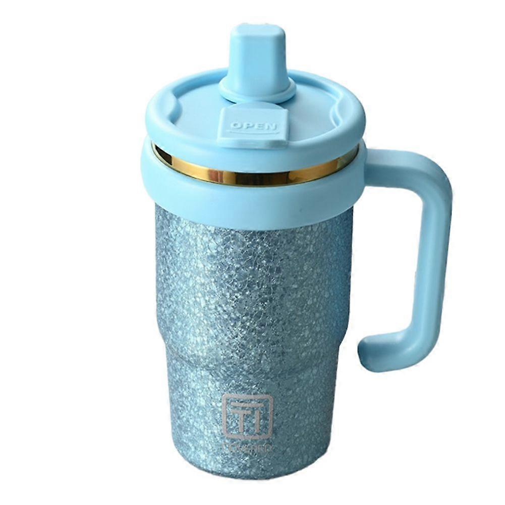 Summer Large Capacity Ice Flower Titanium Cup Double Drinking Water Cup Portable Ice Cup Blue