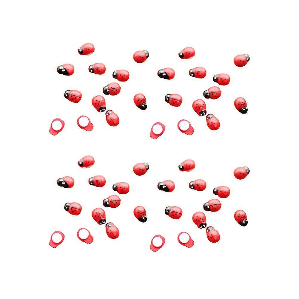 装飾的なてんとう虫の形をしたデスクトップ装飾オーナメントホームリビングルームのための木製材料家の装飾用50個