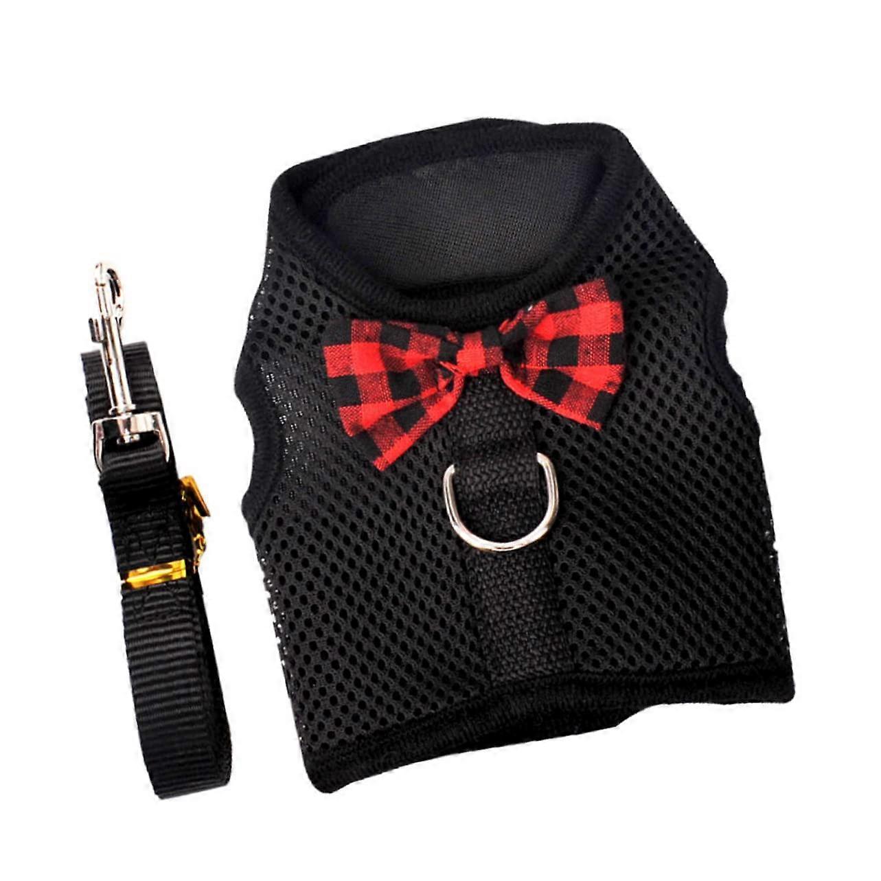 Pet Mesh Vest Dog Harness Set Lightweight Breathable With Leash Adjustable Size For Outdoor Walking And Training