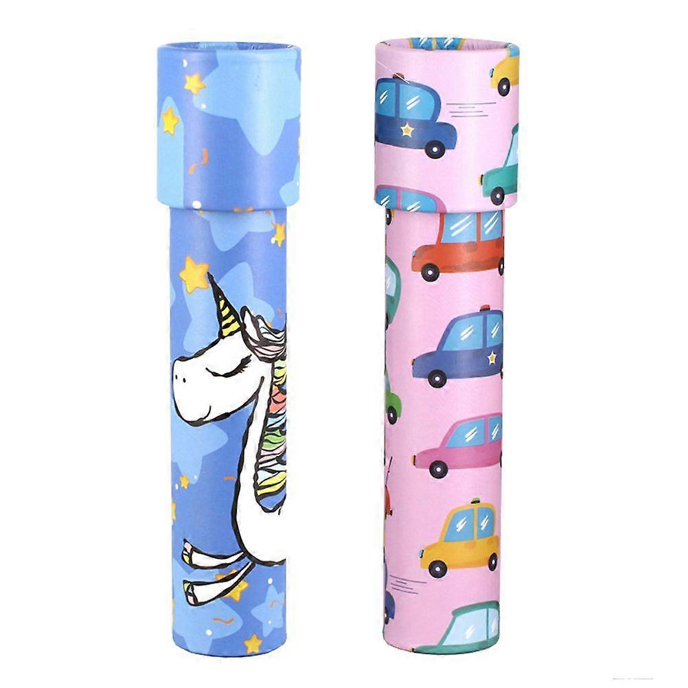 2Pcs Funny Kaleidoscope Rotating Interior Scene Toys Large Size Kaleidoscope Scope Gift for Kids Children Random Color(Random Pattern)