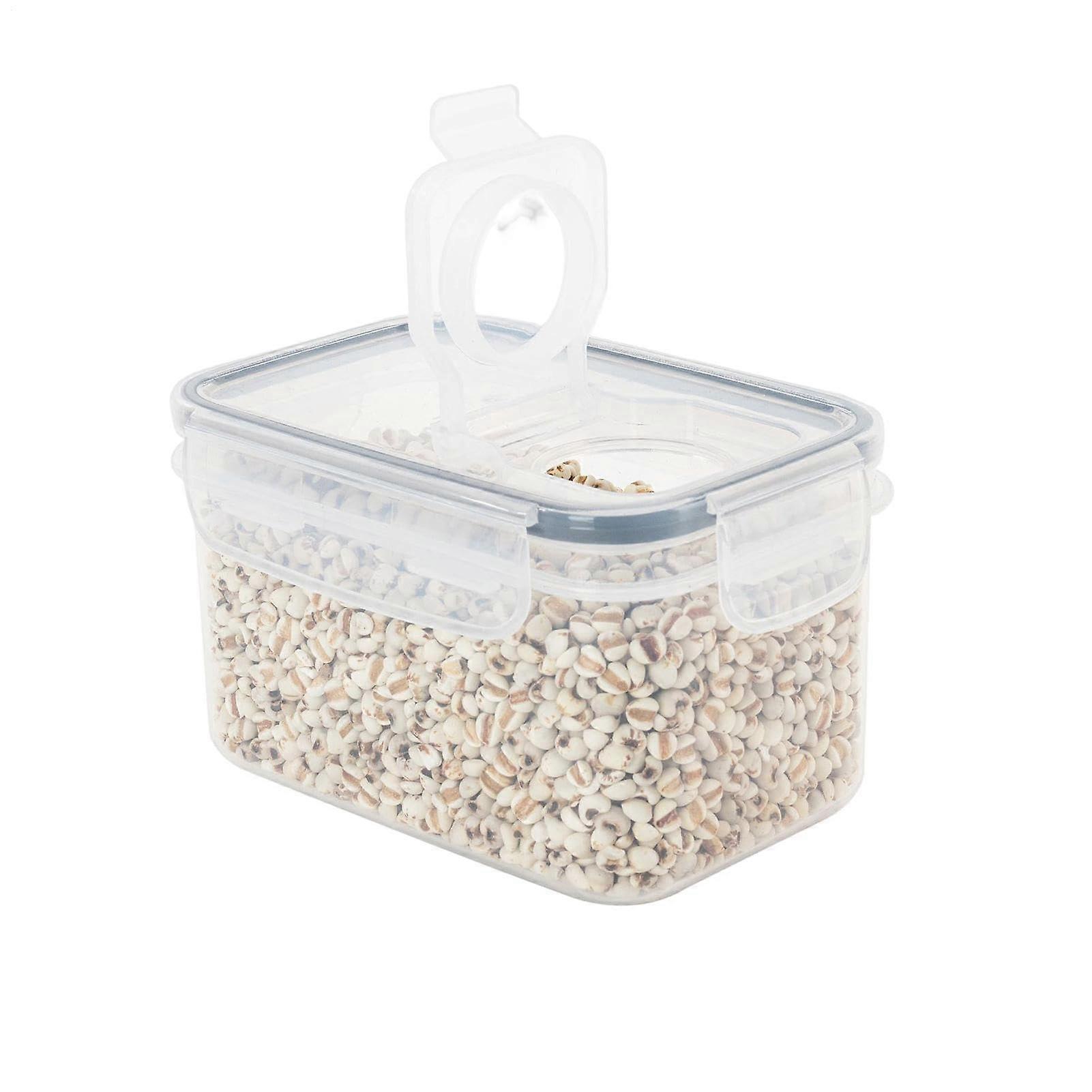 Airtight Food Storage Container Rectangular 0.8L Rice Cereal Storage Dispenser For Nuts Pasta Flour Sugar Coffee Beans