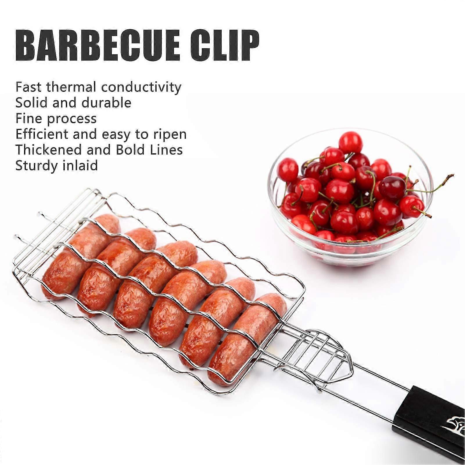 BBQ Sausage Grilling Basket Metal Mesh Baskets Portable Barbecue Tool Suitable for Multiple Gas Grill(KW3008)