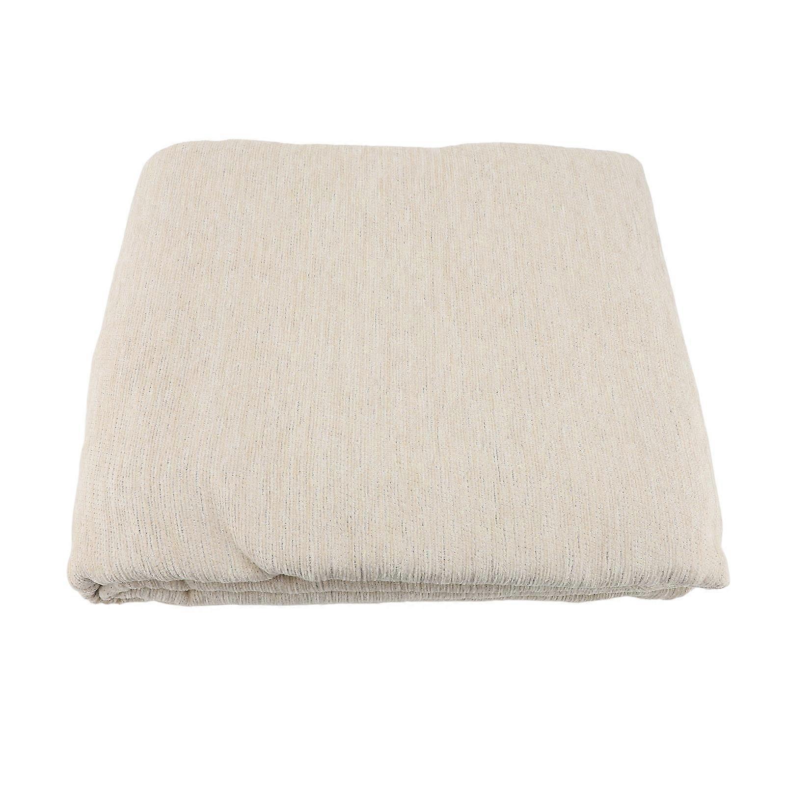 Reversible Chenille Sofa Cover with Tassel Trim, Non-Slip, Thick and Soft, Solid Beige Color, 180 x 300 cm (Fits Small 3 Seater Sofas).