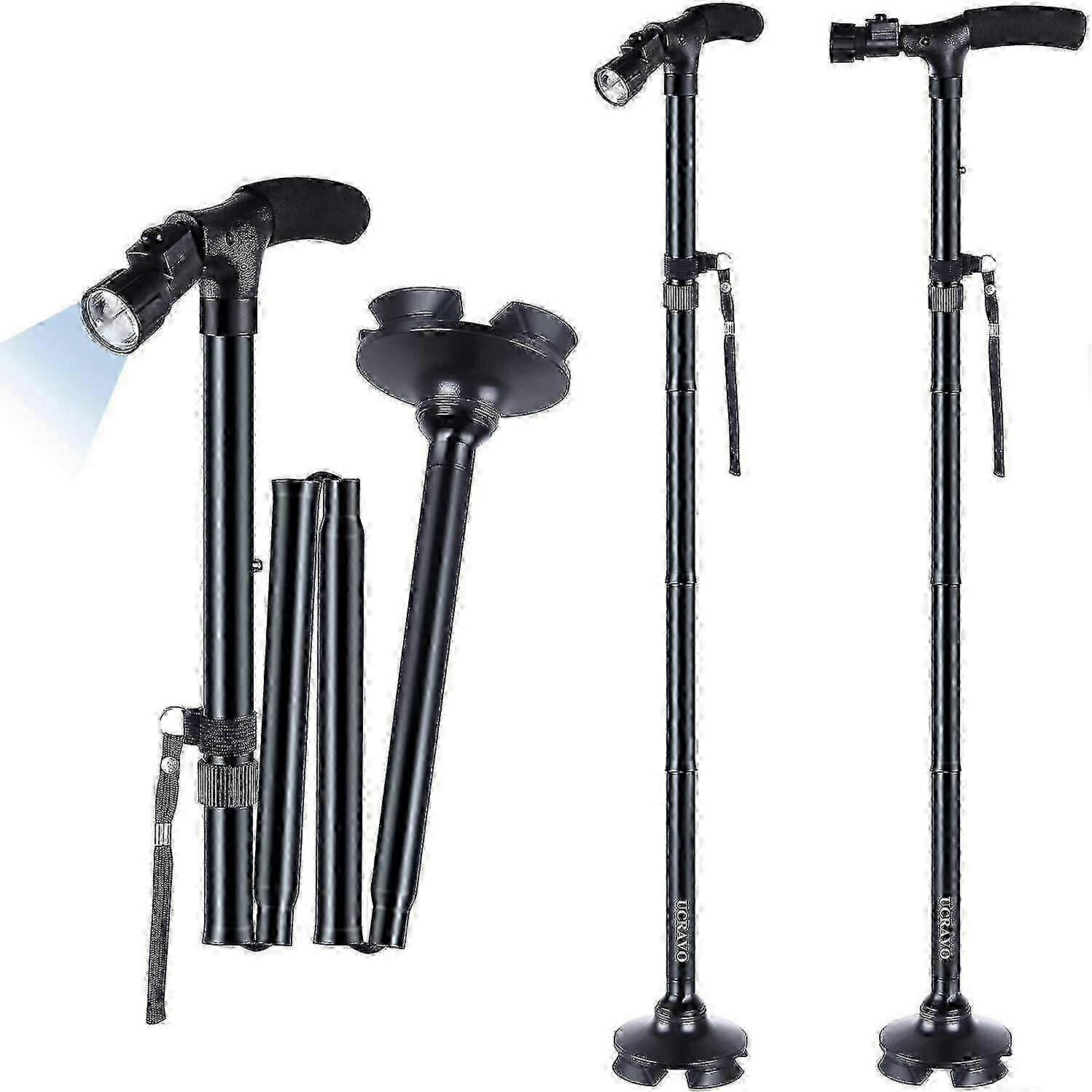 Folding Cane With Led Light Non Slip Grip Handle For Men And Women