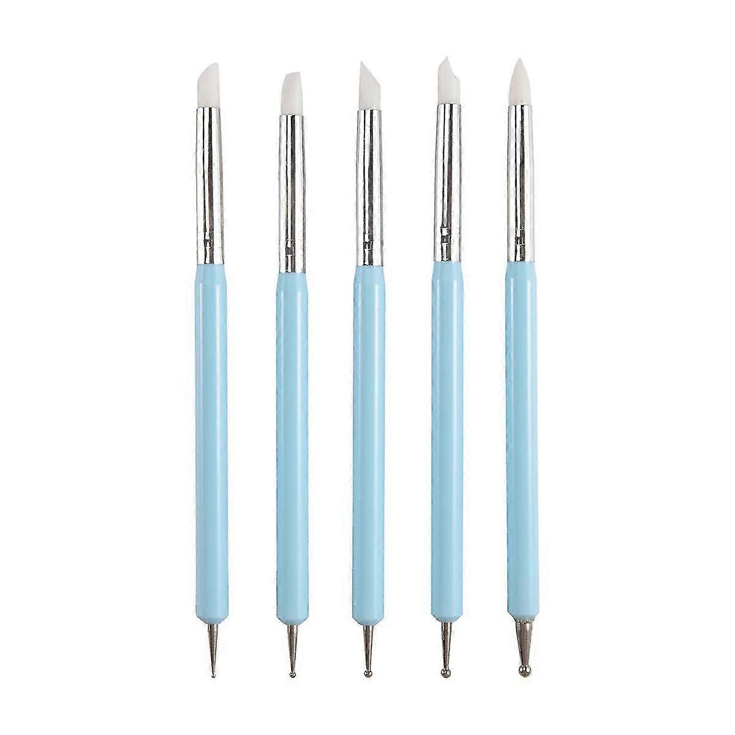 5X 2 Way Ball Styluses Dotting Tool Silicone Color Shaper Brushes Pen