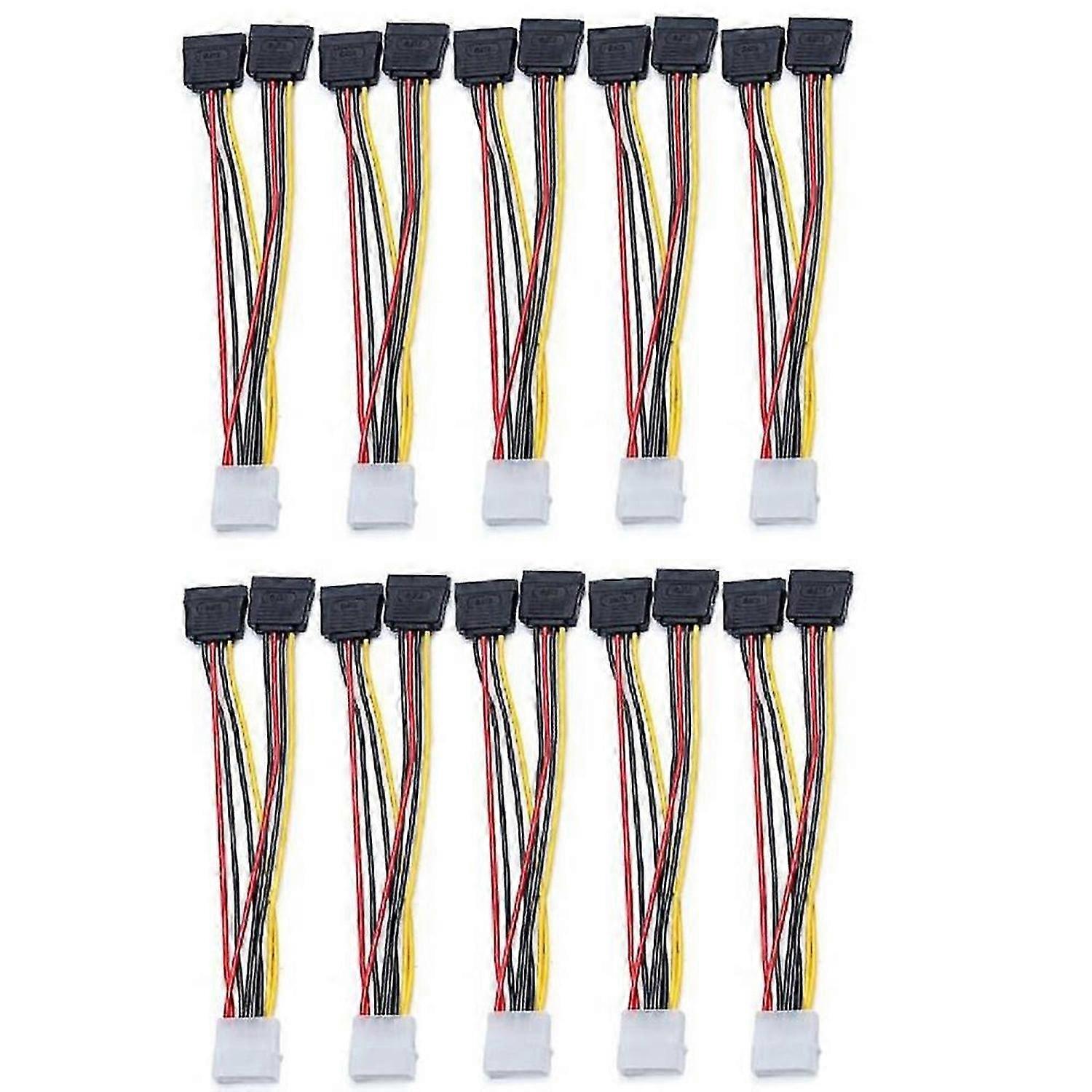 10Pcs Laptop Adapter 4Pin Molex to 2 Serial SATA Power Supply Cable