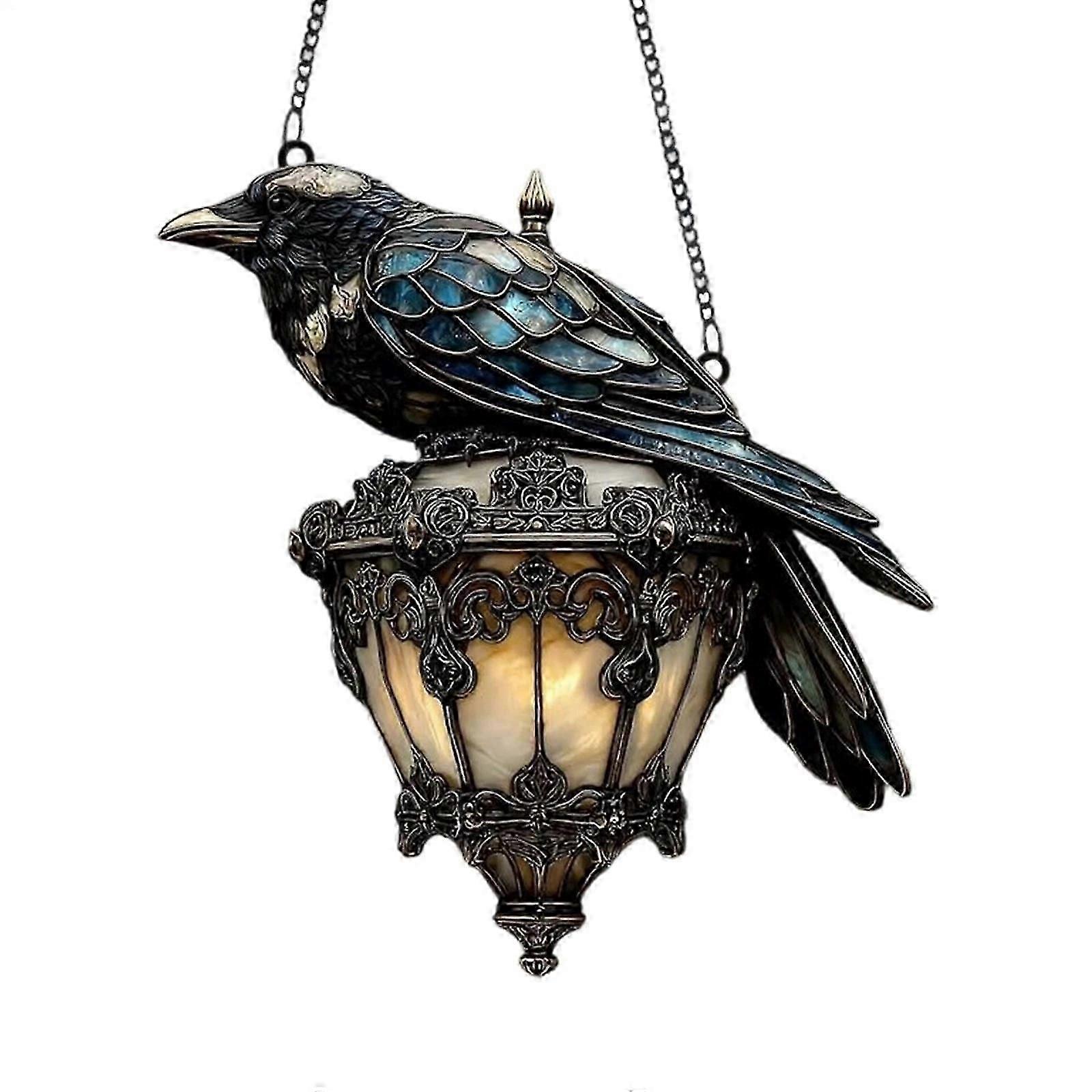 Acrylic Raven Hanging Decor | Gothic Crow Lantern Style Window Ornament
