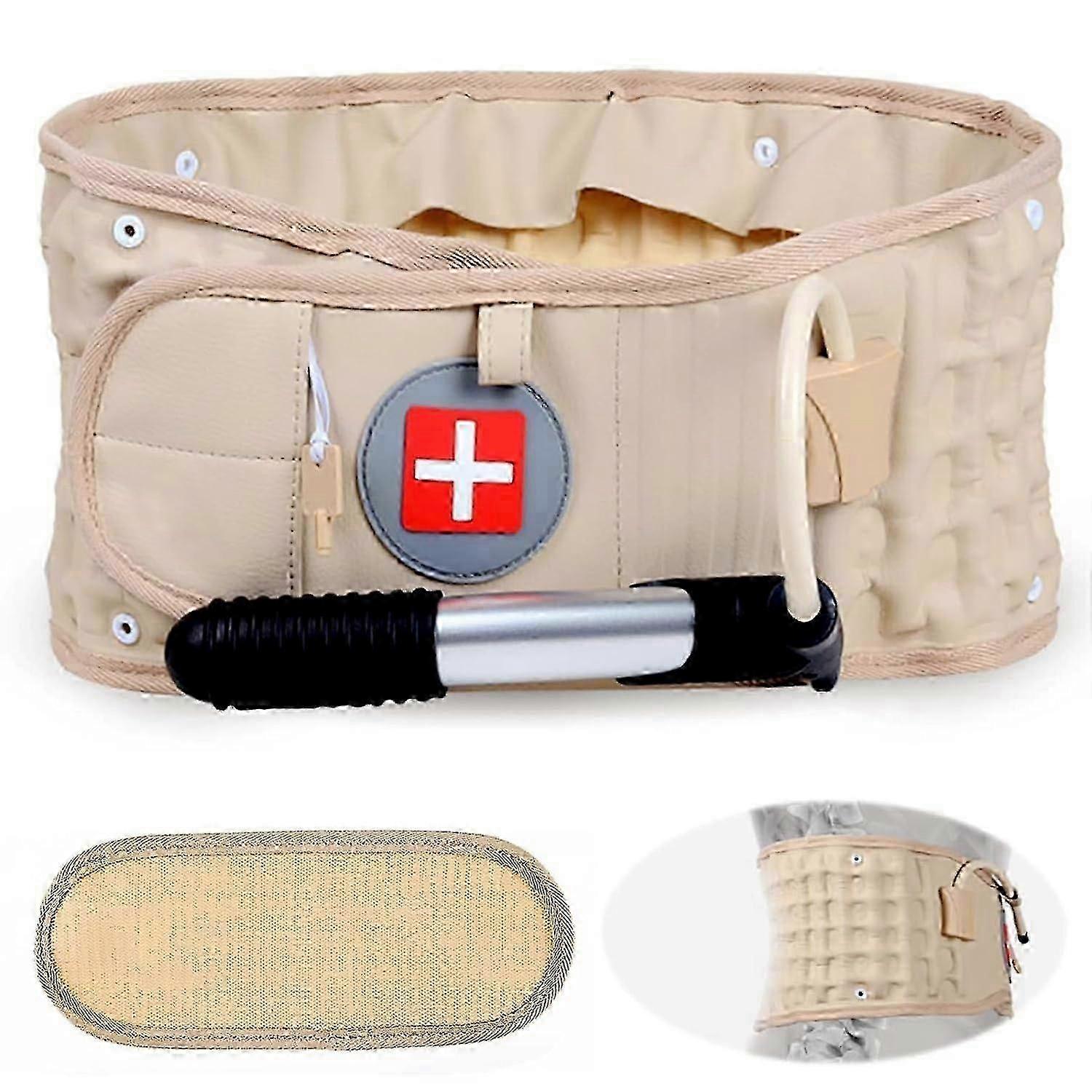 Inflatable Lumbar Support Belt for Men & Women,Decompression Back Belt & Lower Back Traction Device with Hand Pump for Sciatica, Herniated Disc, Scoli
