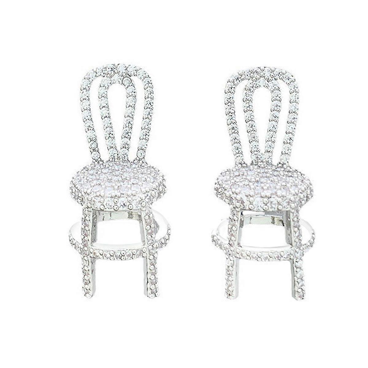 Full of Rhinestone Bench Three-Dimensional Stylish Exaggerated Hollow Women'S Small Chair Cool Earr