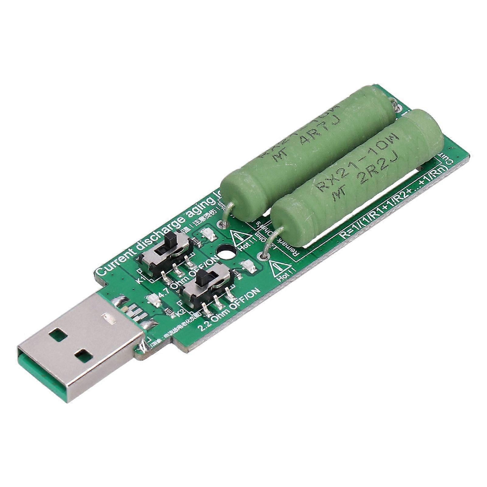 Mini USB Load Tester Power Bank Discharge Resistor with 1A 2A Current Button 5VDC