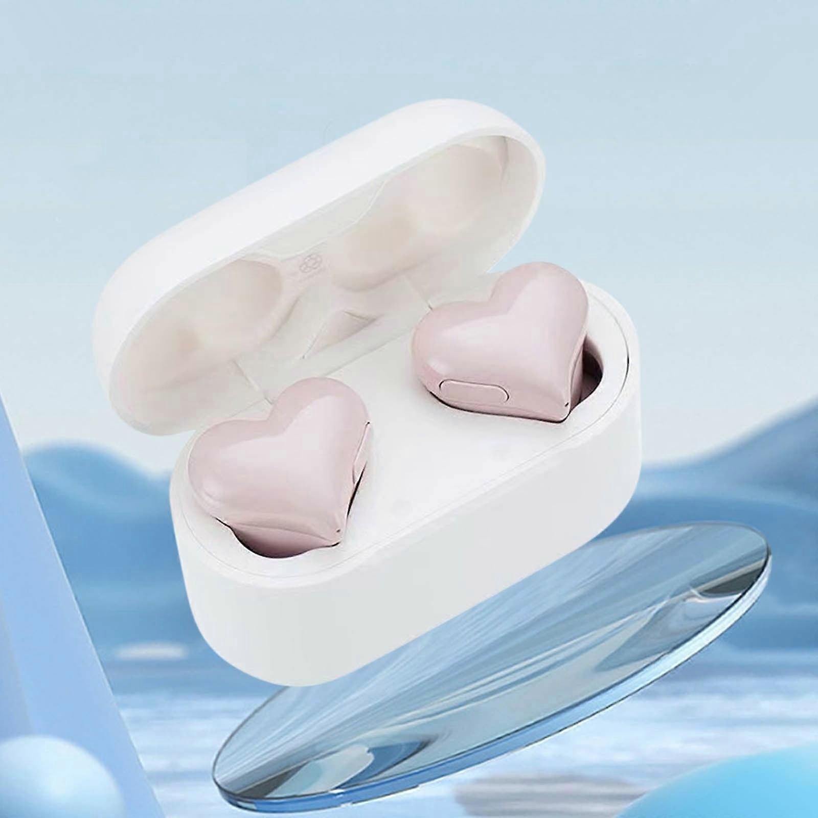 WSBDENLK Heart Shaped Bluetooth Earphones, Noise Reduction Wireless Earbuds with Mic, Compatible with iPhone, Android, Laptop