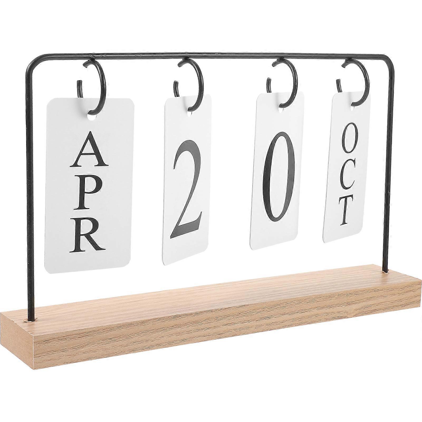 Desk Calendar Wooden Perpetual Calendar for Countdown 2Pcs Home Decoration