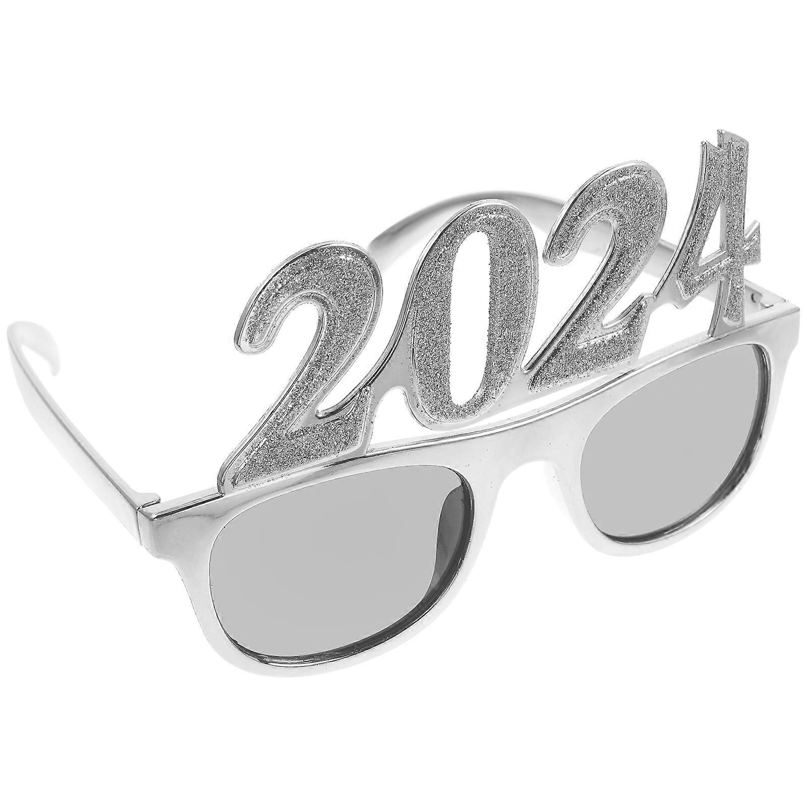 New Year Party Glasses 2024 Eyeglass for Party Use 4Pcs Silver