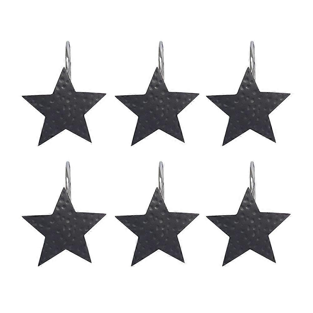 Resin Shower Curtain Hooks Smooth Gliding Design For Bathroom Decoration 24 Pcs Black