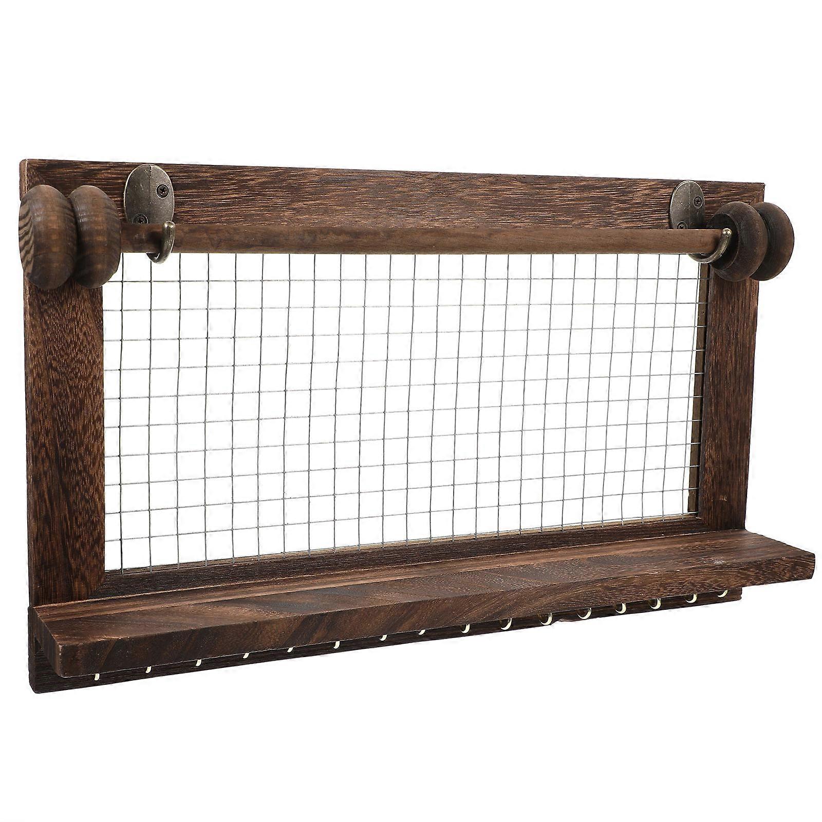 Brown Wooden Wall Storage Stand for Home Use 2Pcs Shelf Rack