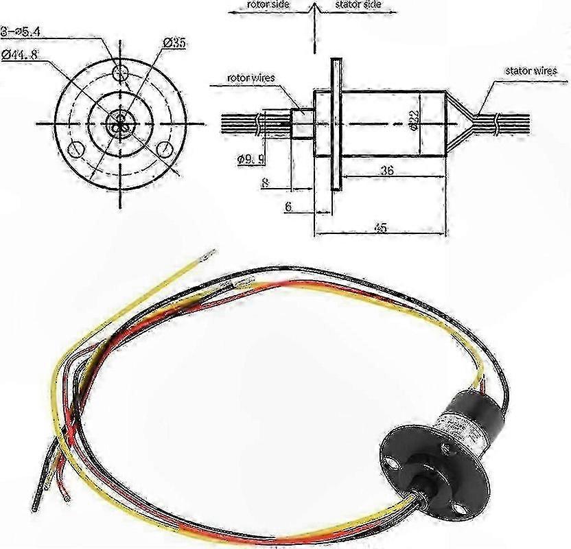 3-Wire Slip Ring for Wind Turbine Generators, 250RPM, 15A, 0-600V Power Transfer Solution